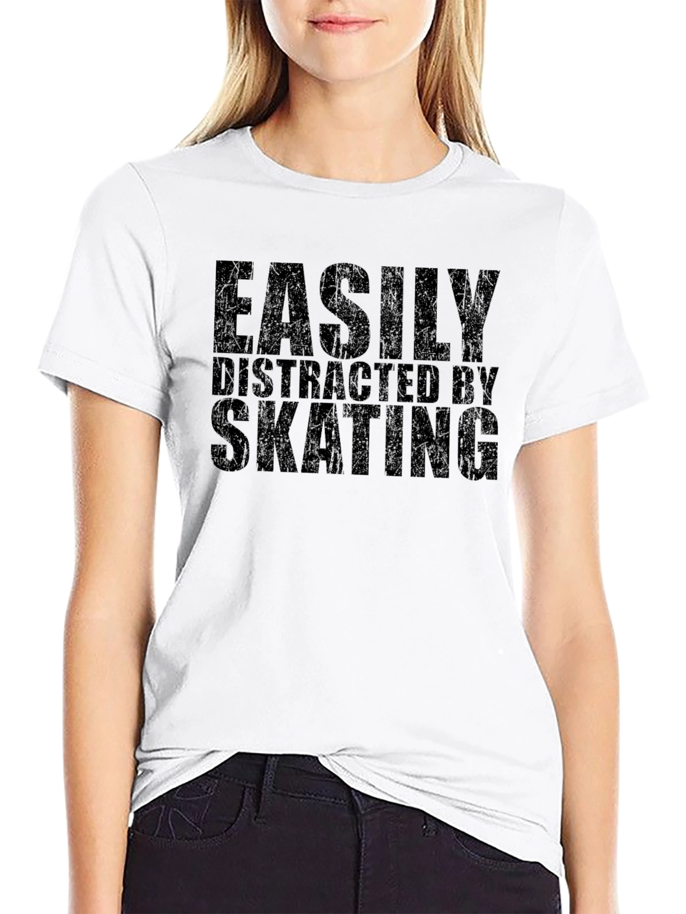 Easily Distracted by Skating Black T-Shirt