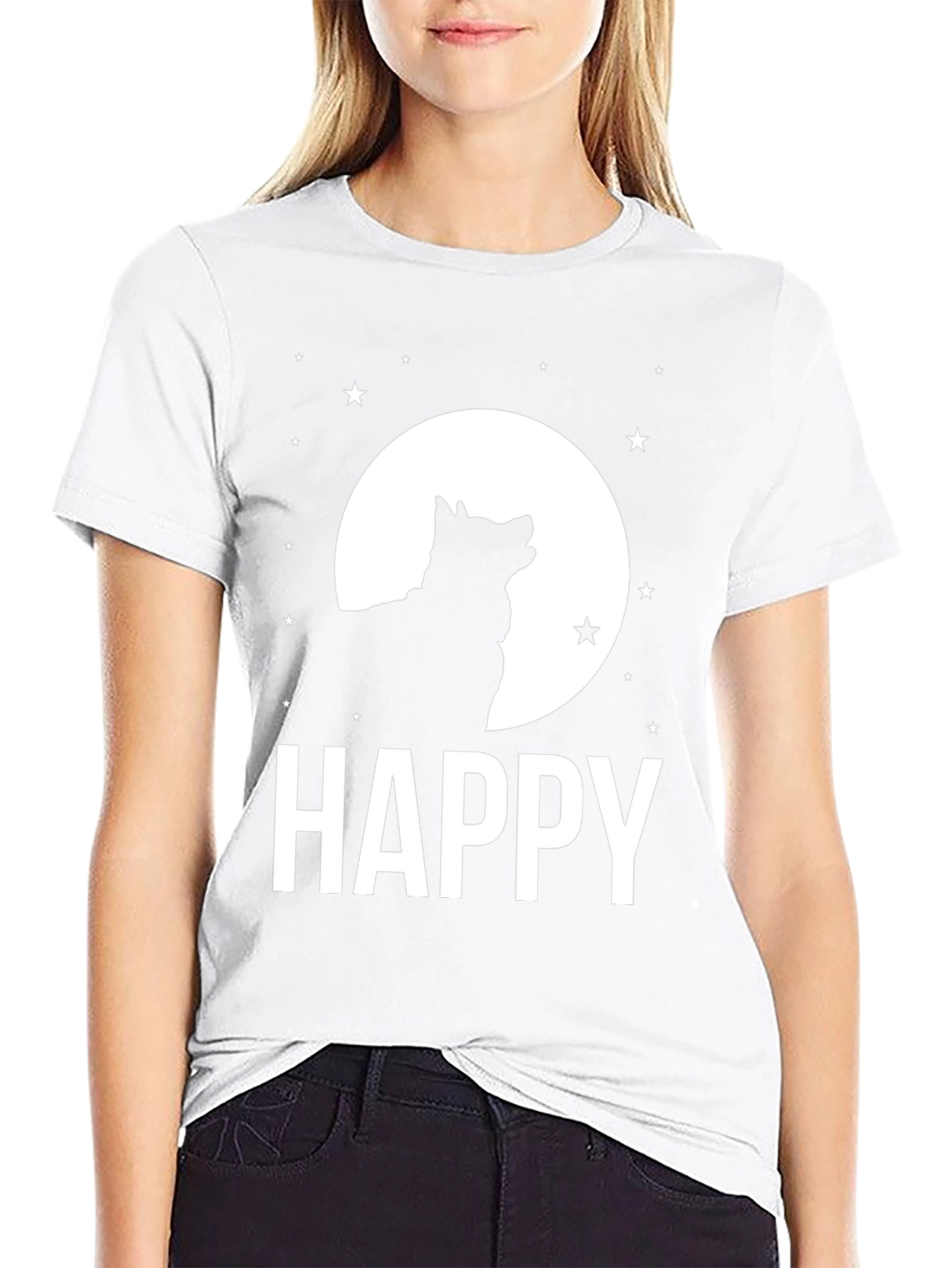 Happy Wolf Moon Black T-Shirt