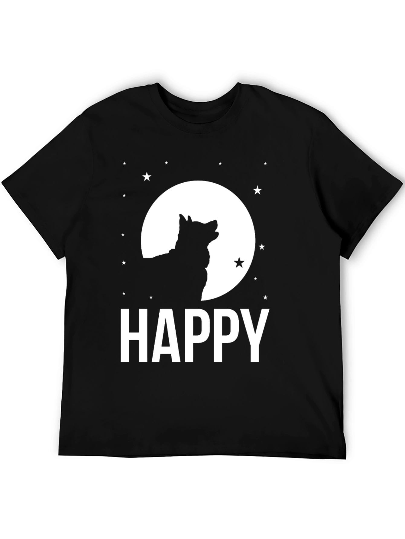 Happy Wolf Moon Black T-Shirt