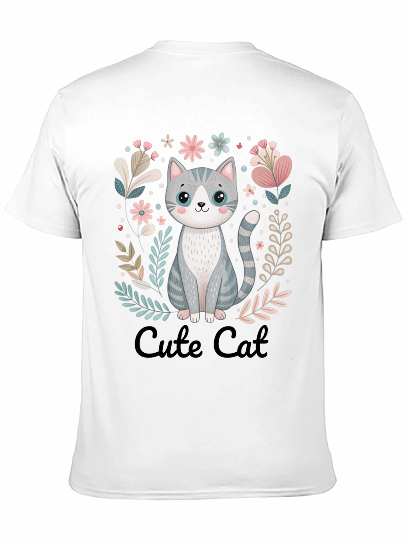 Cute Cat Graphic Tee - Black