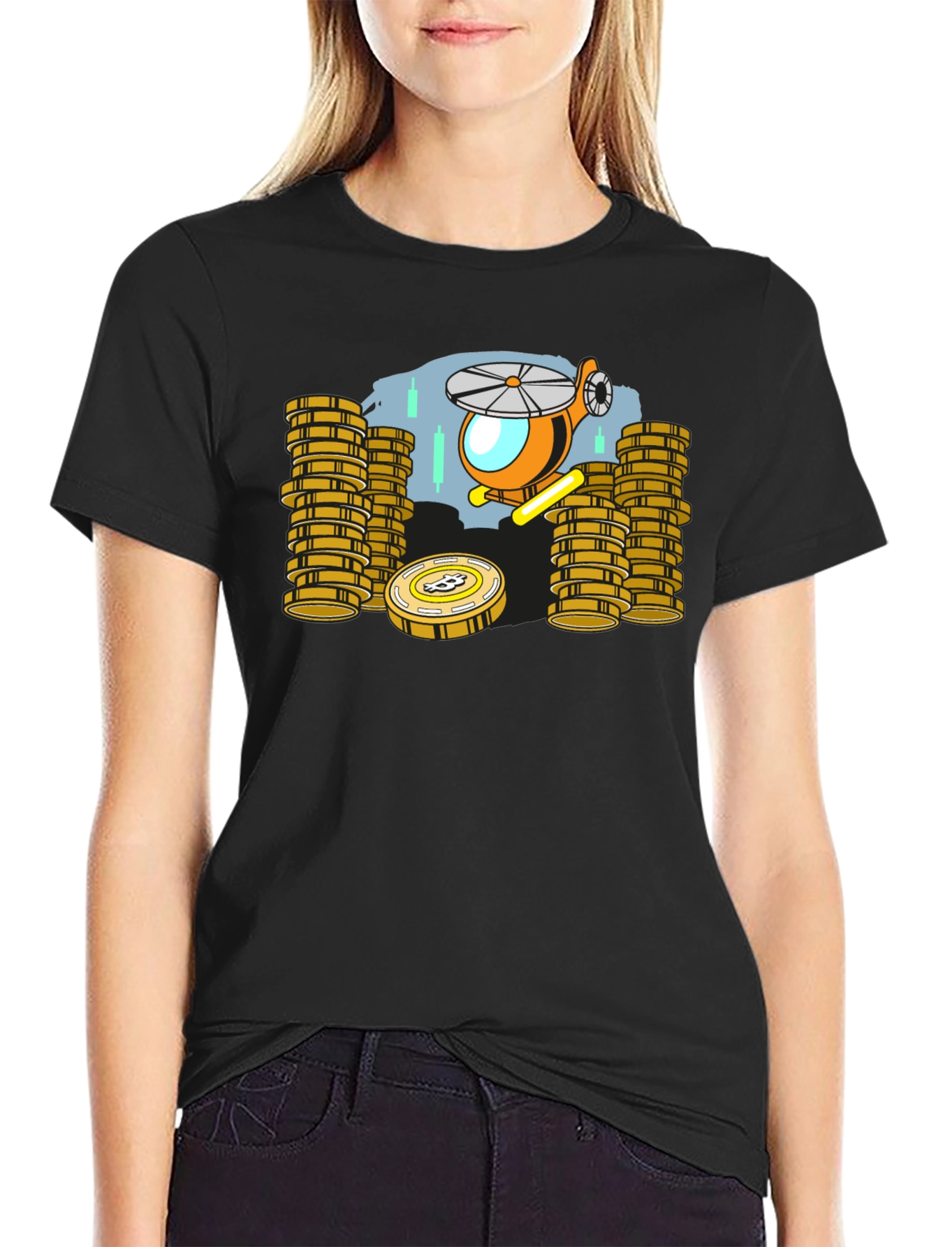 Bitcoin Helicopter T-Shirt - Crypto Investor Tee