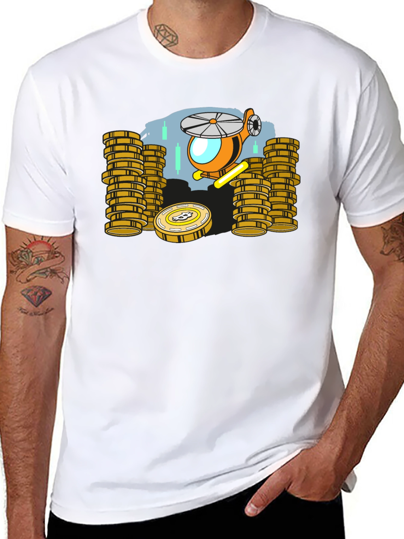 Bitcoin Helicopter T-Shirt - Crypto Investor Tee