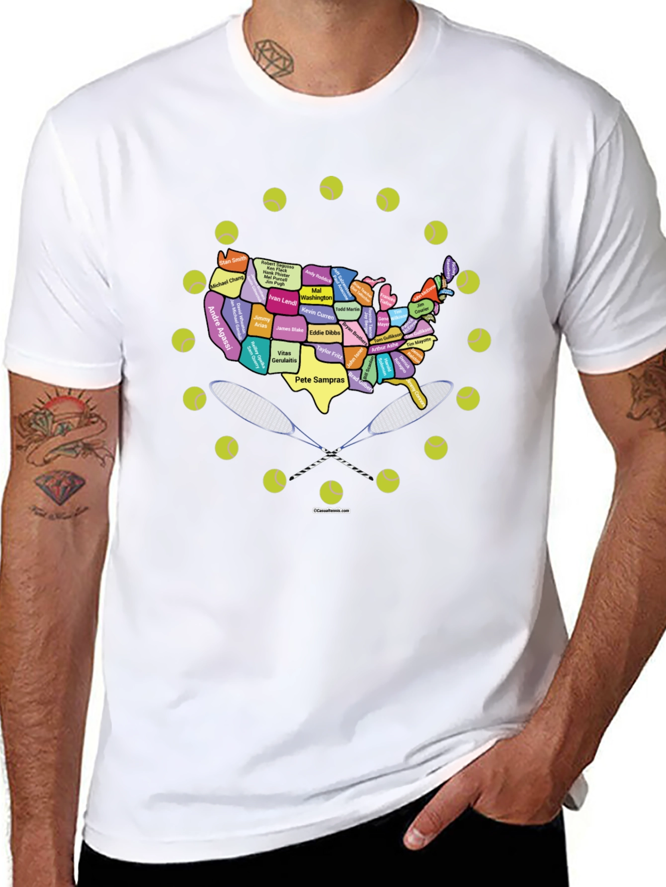 Tennis Greats USA Map Graphic Tee - Black