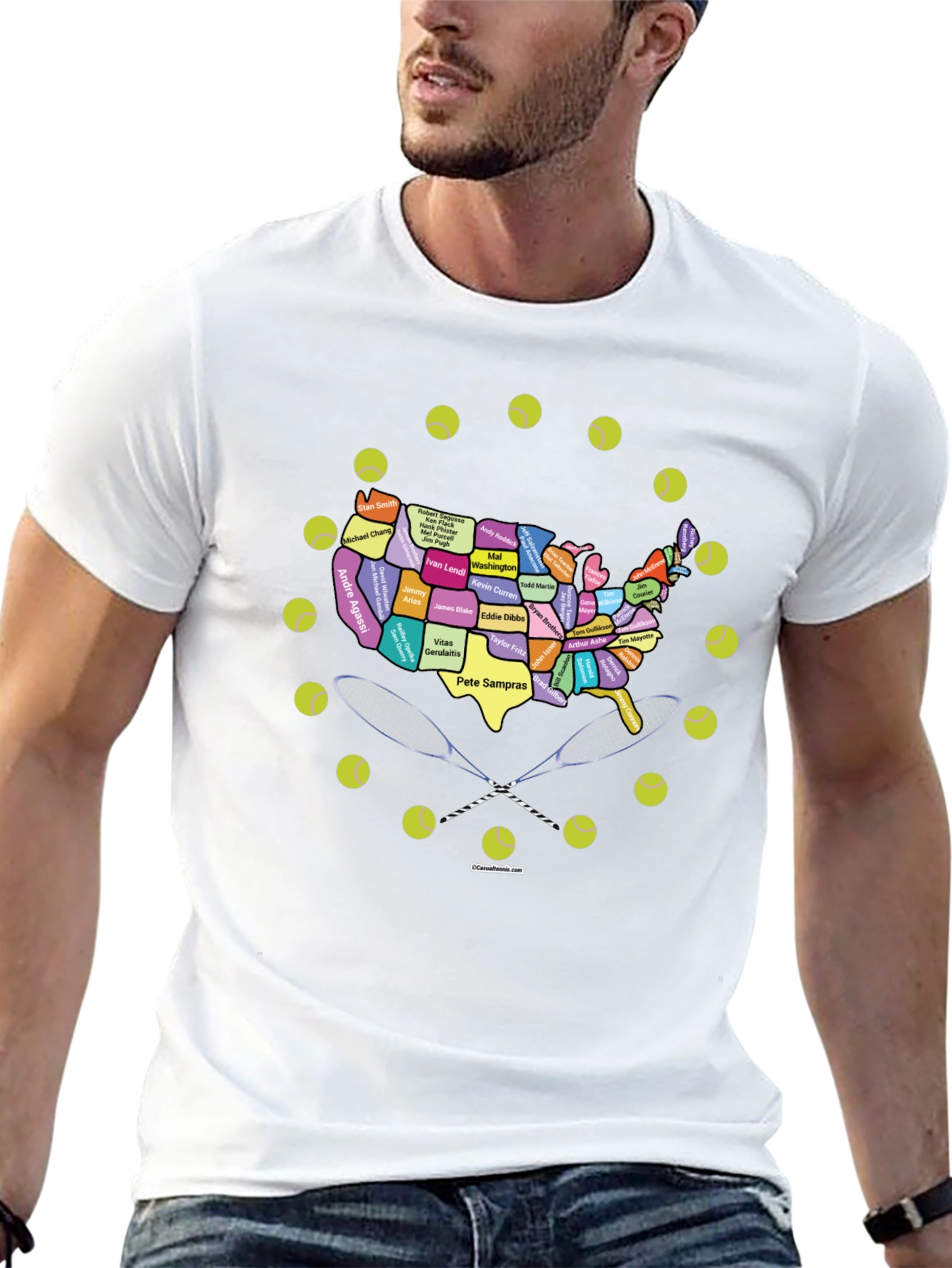 Tennis Greats USA Map Graphic Tee - Black