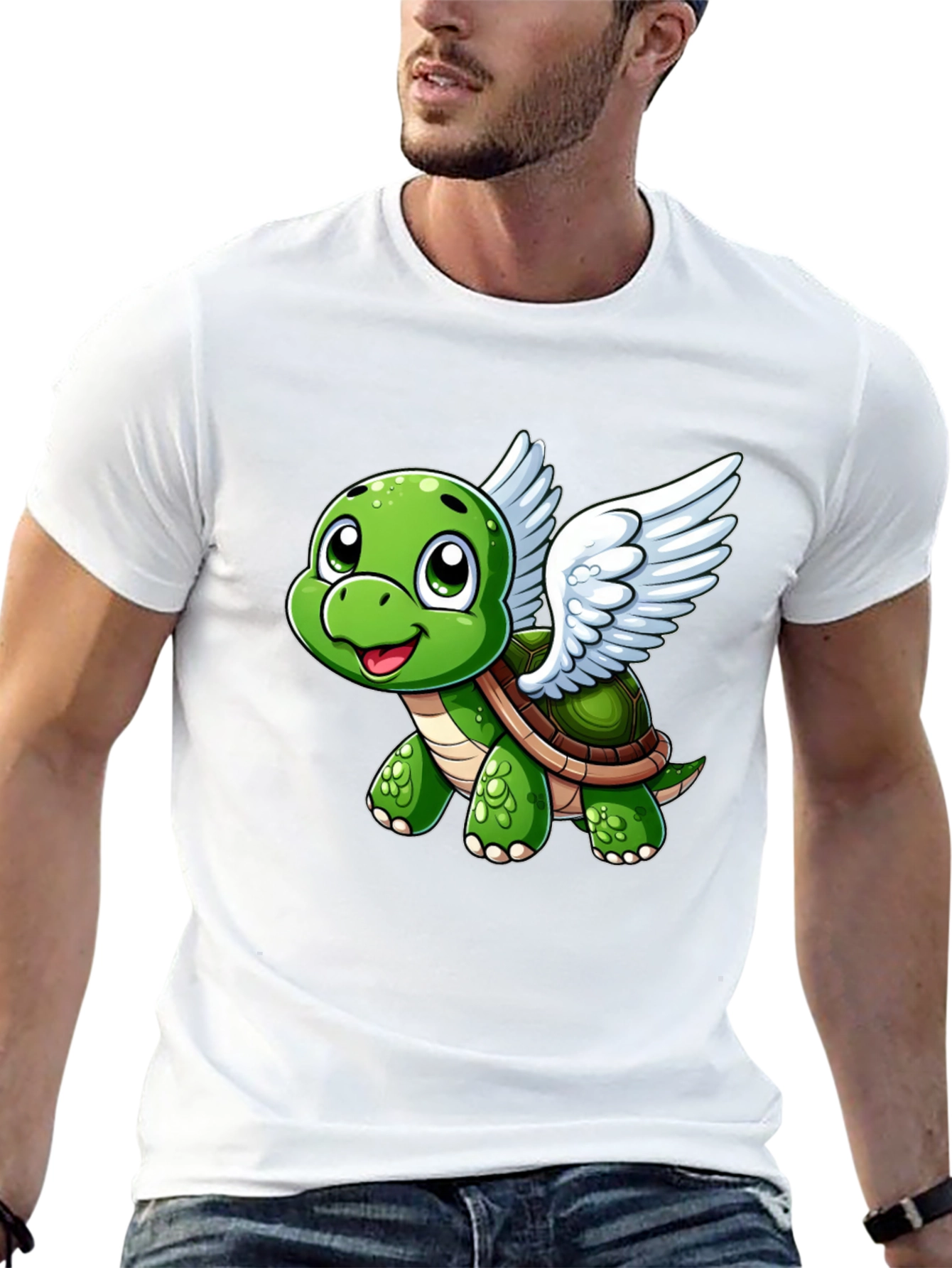 Flying Turtle Graphic Tee - Whimsical Black T-Shirt