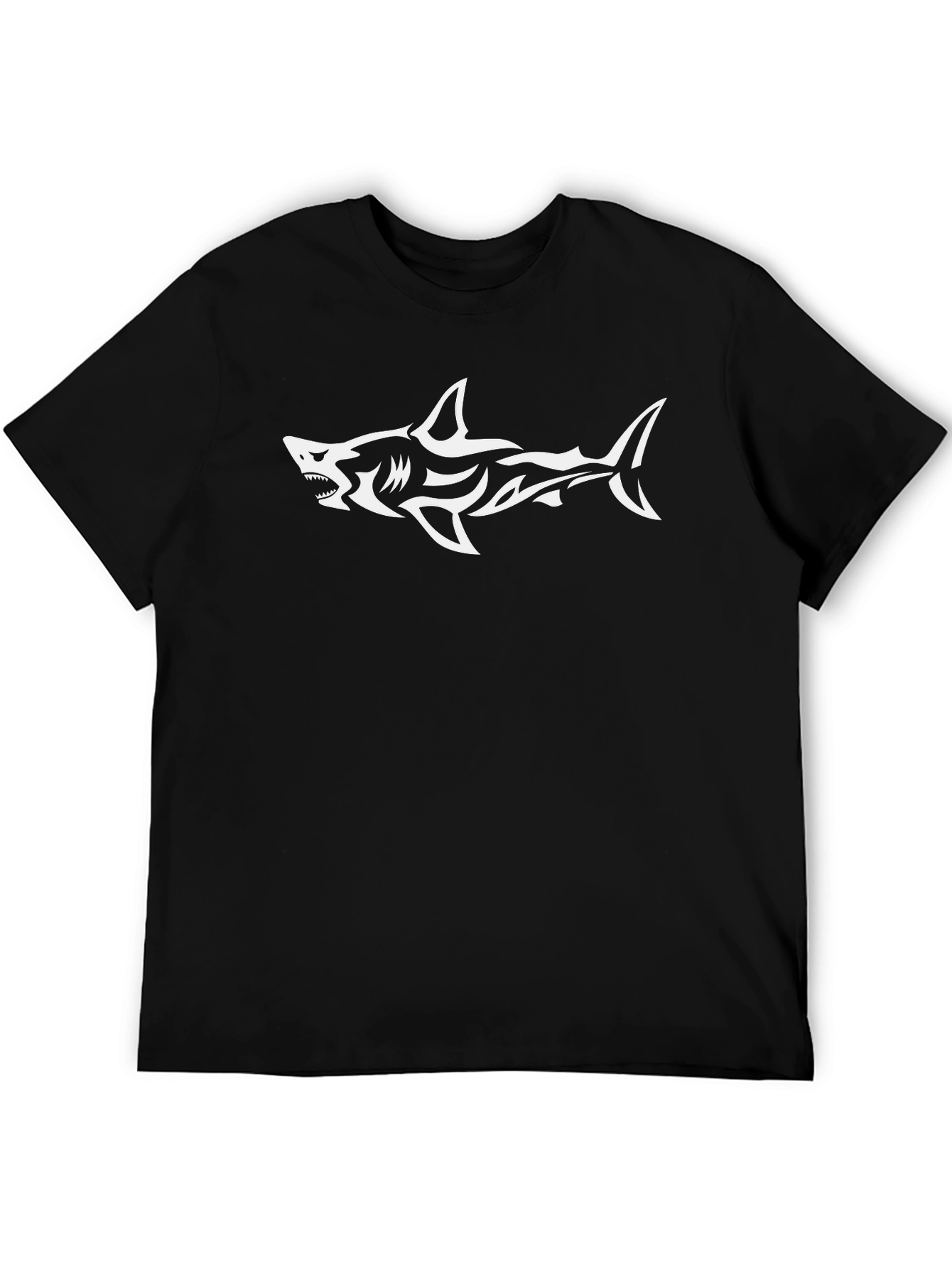 Tribal Shark Graphic Black T-Shirt
