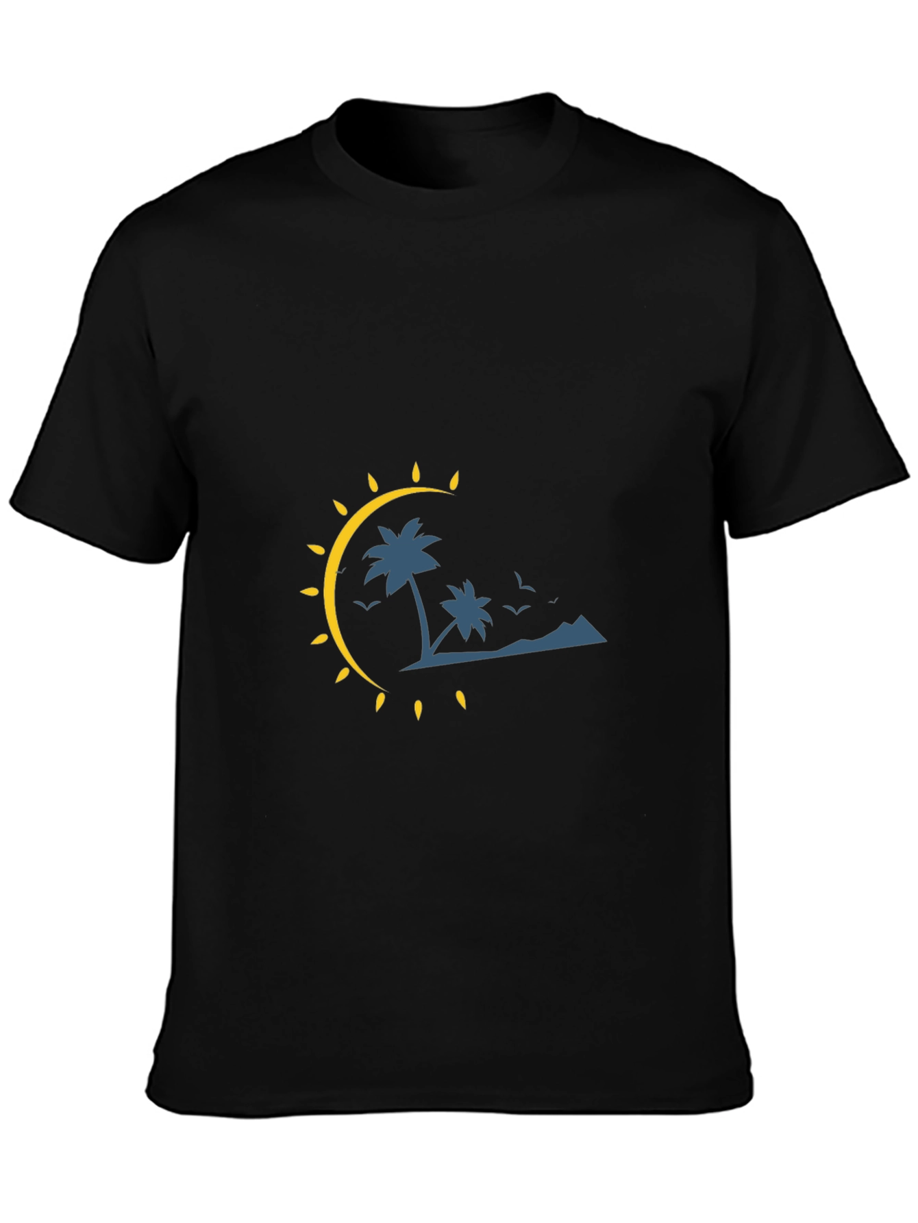 Tropical Palm Tree Graphic Black Tee
