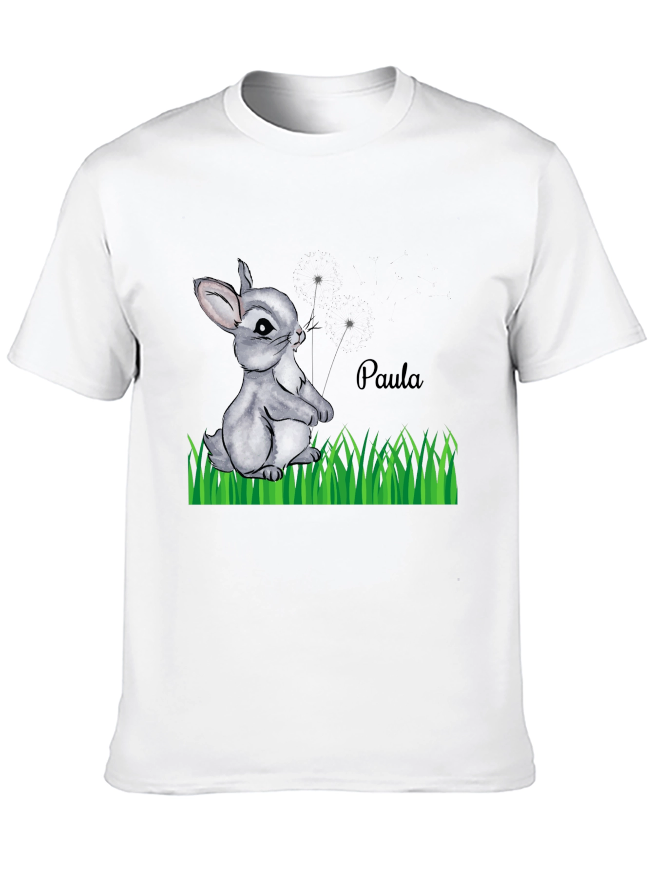 Cute Bunny Paula Personalized Black T-Shirt