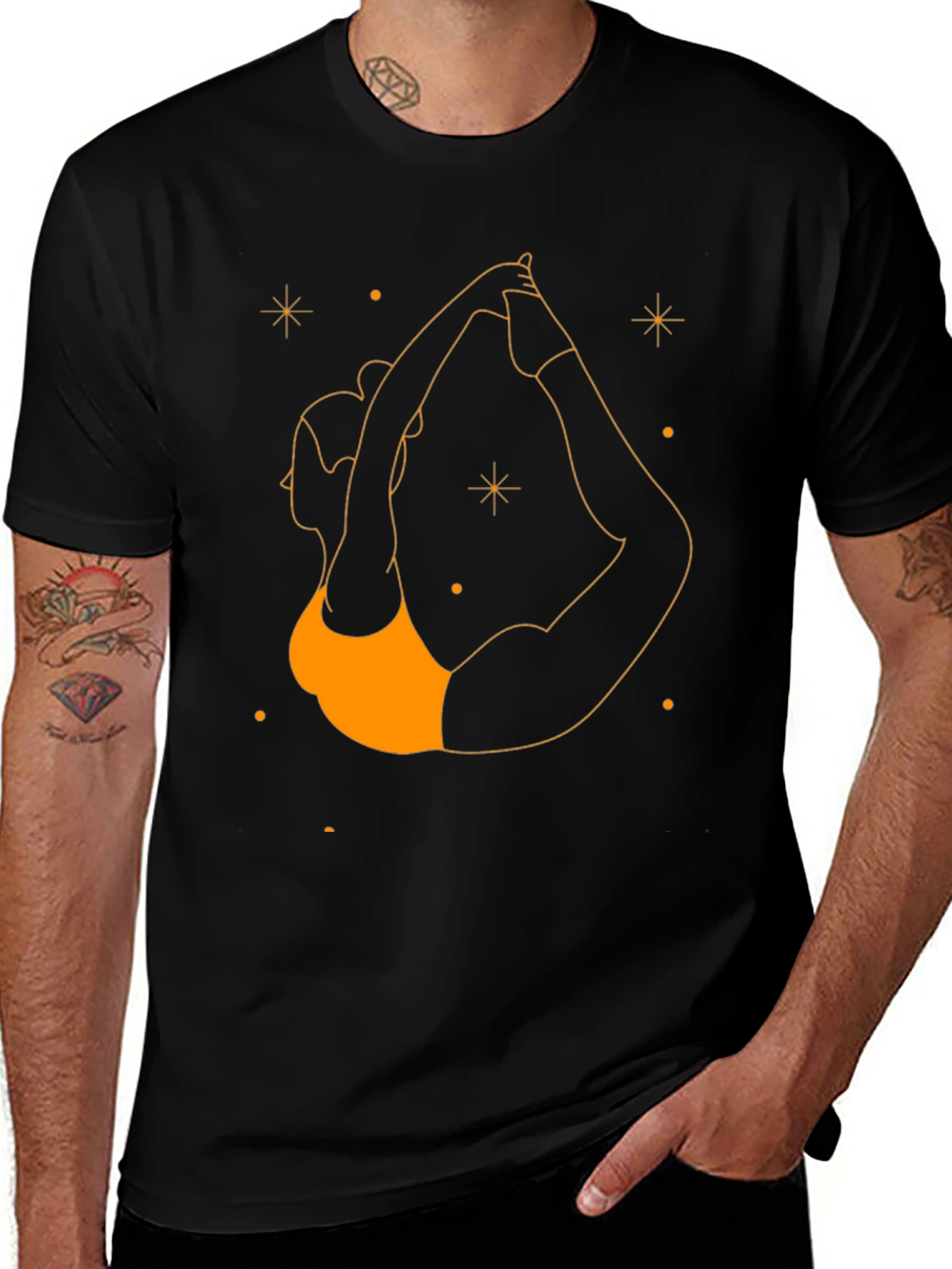 Yoga Pose Graphic T-Shirt - Black Cotton Tee