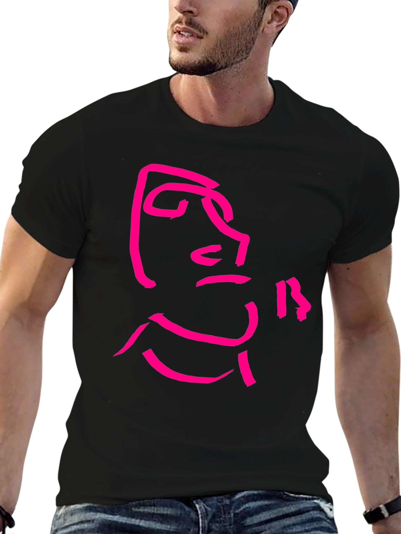 Abstract Face Graphic Tee - Modern Streetwear Shirt