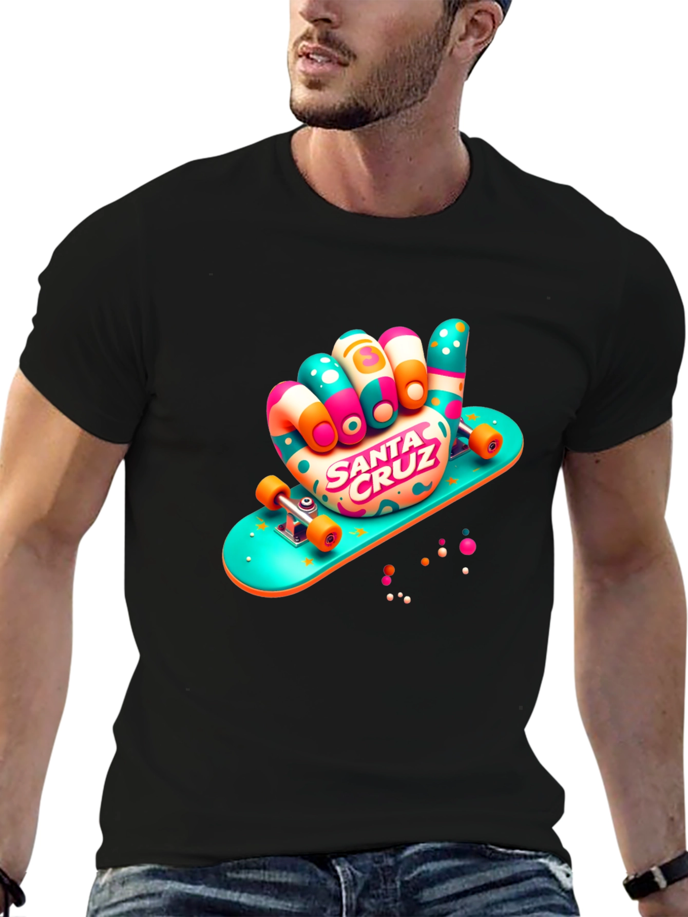 Santa Cruz Skateboard Hand Black T-Shirt