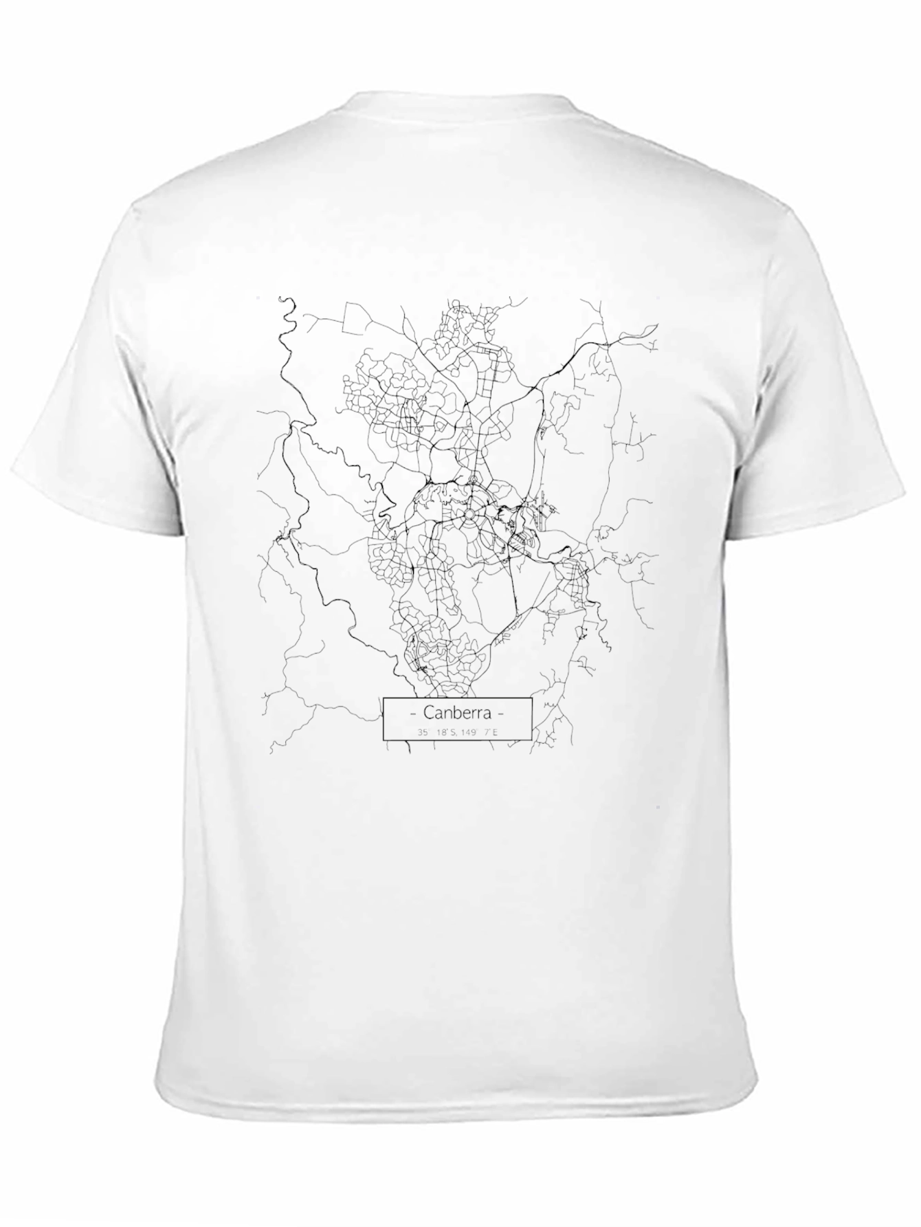 Canberra Map Black T-Shirt