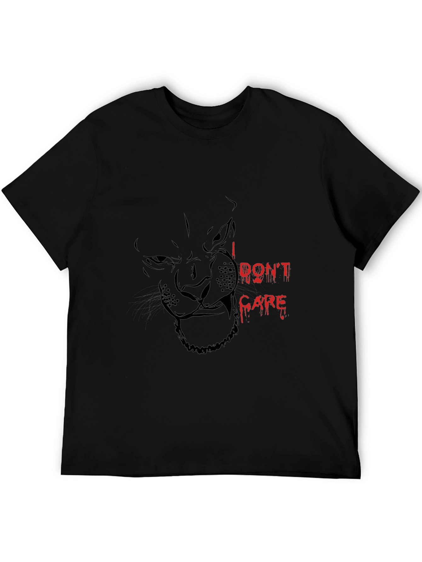 Black I DONT CARE Panther Graphic Tee