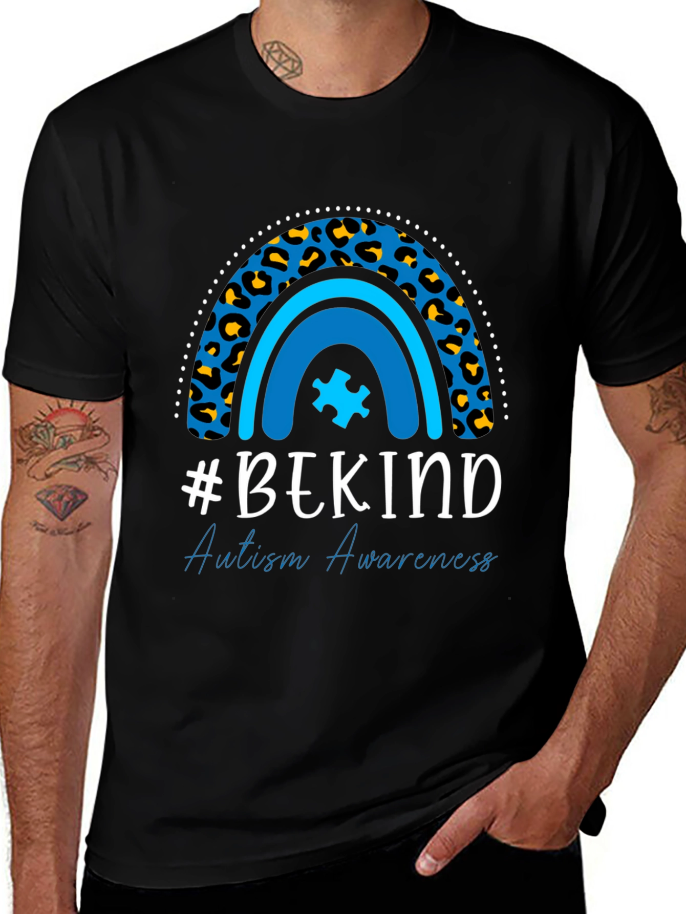 #BEKIND Autism Awareness Tee - Leopard Rainbow Shirt