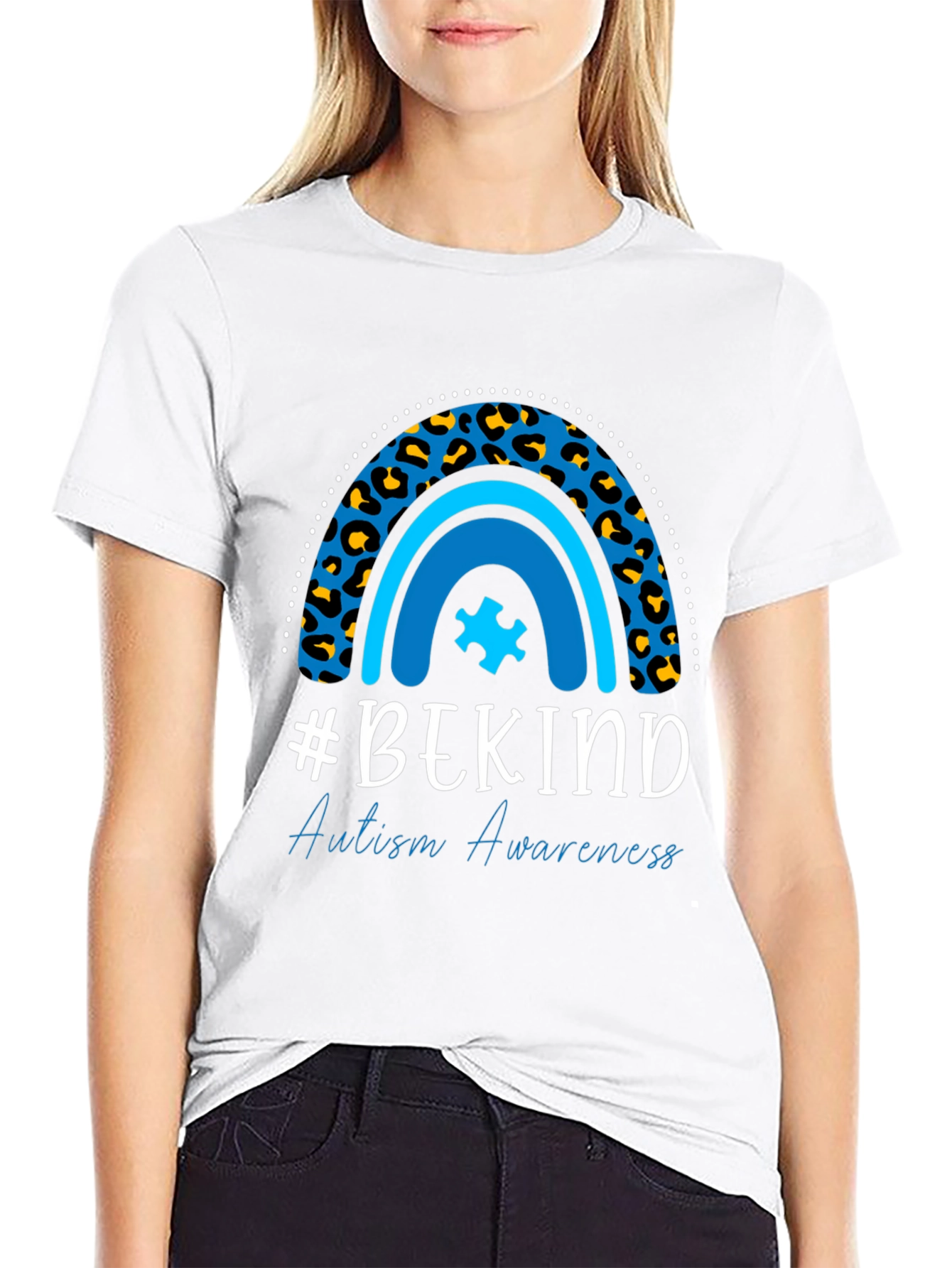 #BEKIND Autism Awareness Tee - Leopard Rainbow Shirt