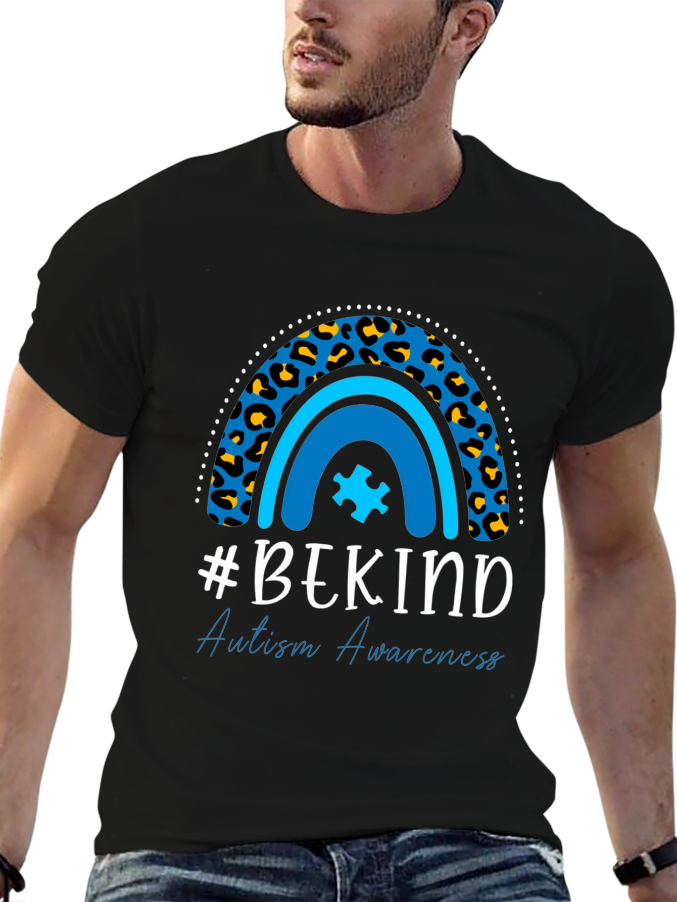 #BEKIND Autism Awareness Tee - Leopard Rainbow Shirt