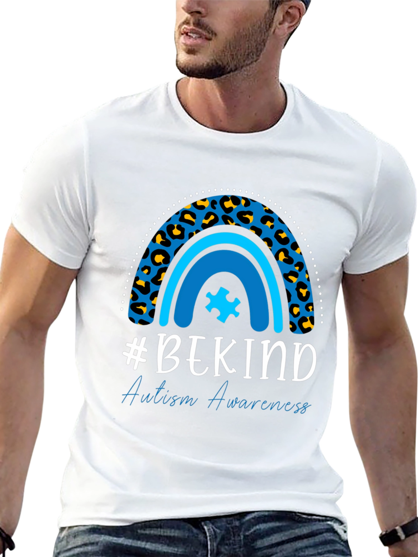 #BEKIND Autism Awareness Tee - Leopard Rainbow Shirt