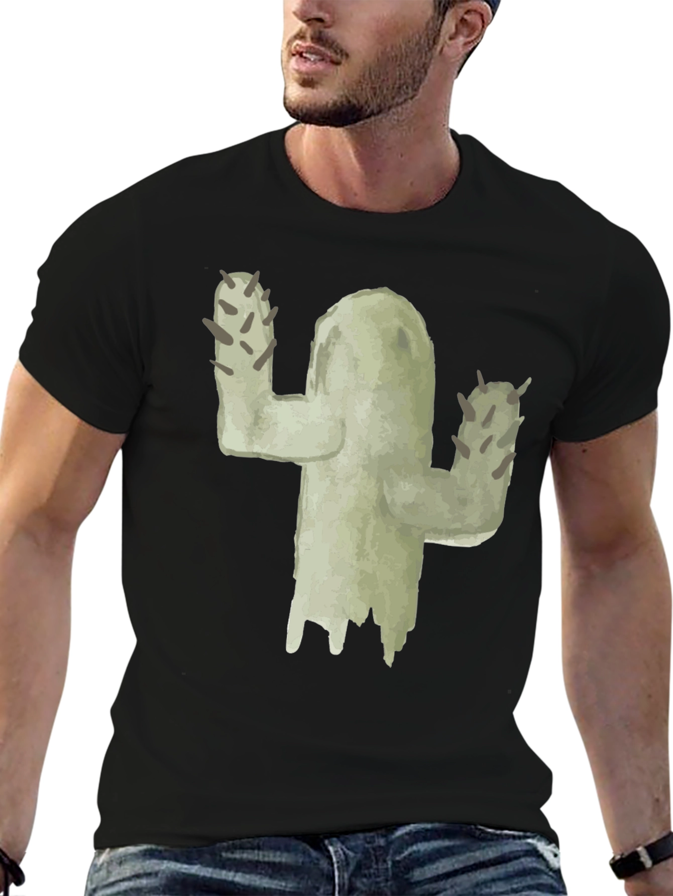 Cactus Graphic Tee - Black Cotton T-Shirt