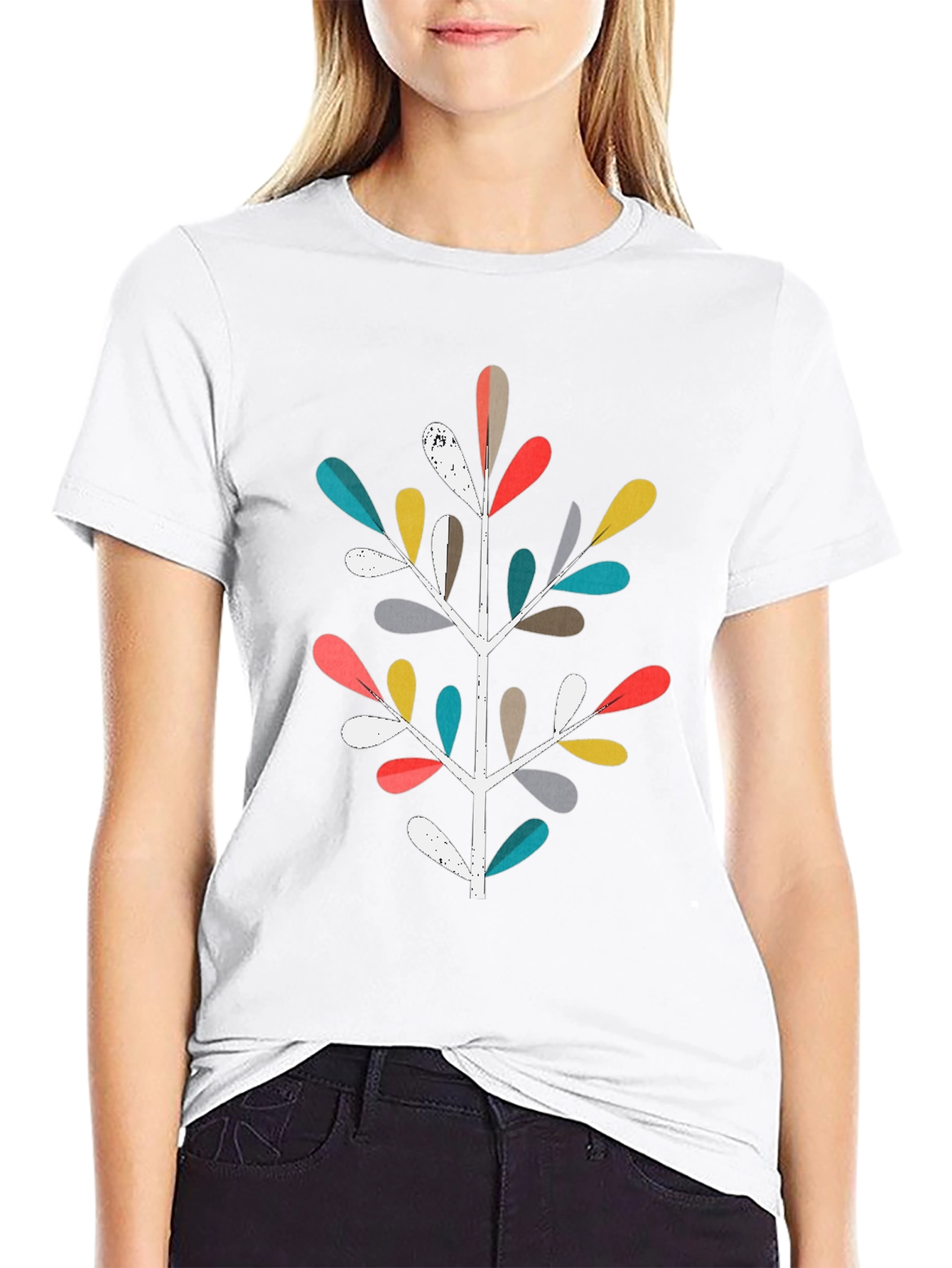 Abstract Tree Graphic Black T-Shirt