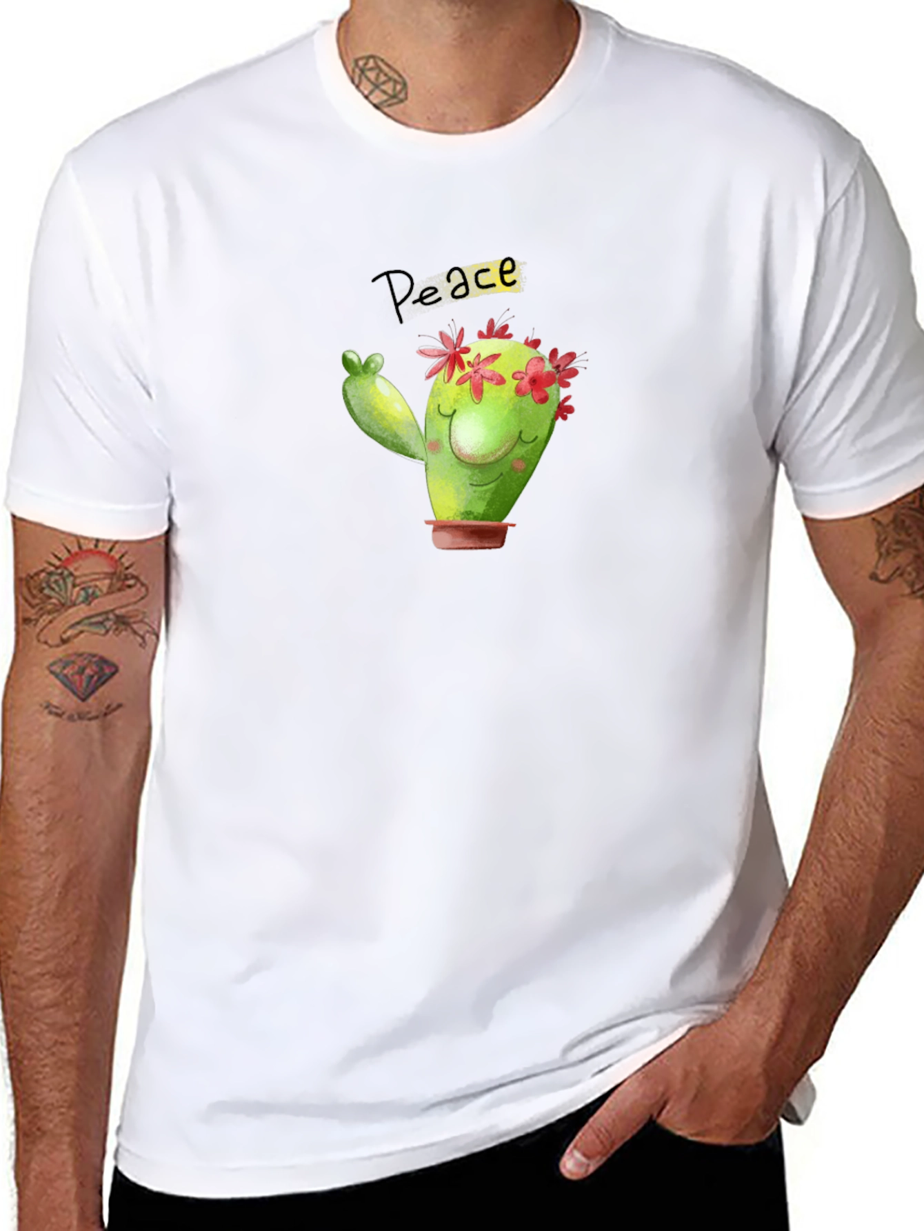 Peace Cactus T-Shirt - Cute Graphic Tee
