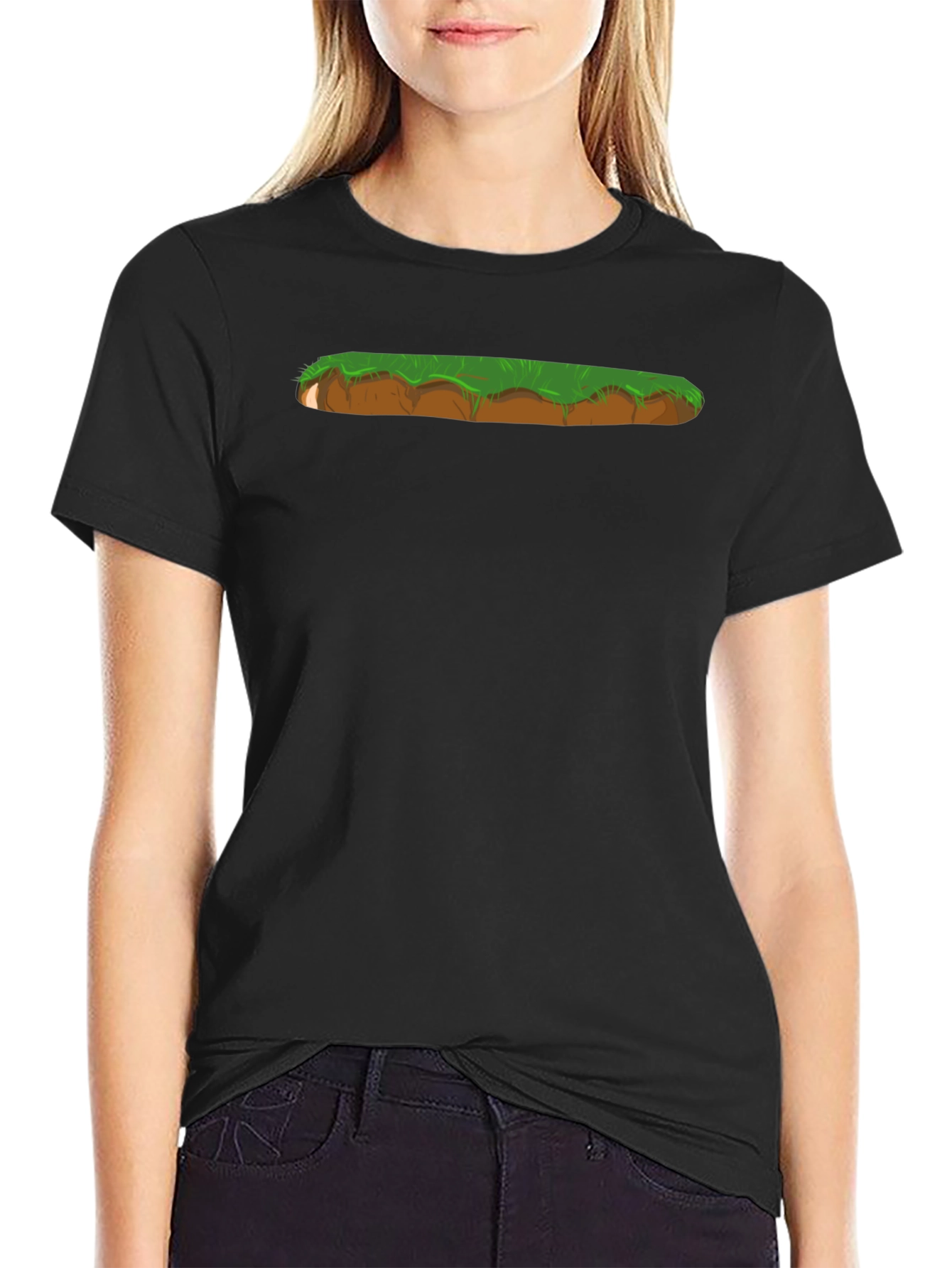 Cartoon Landscape Graphic Print Black T-Shirt