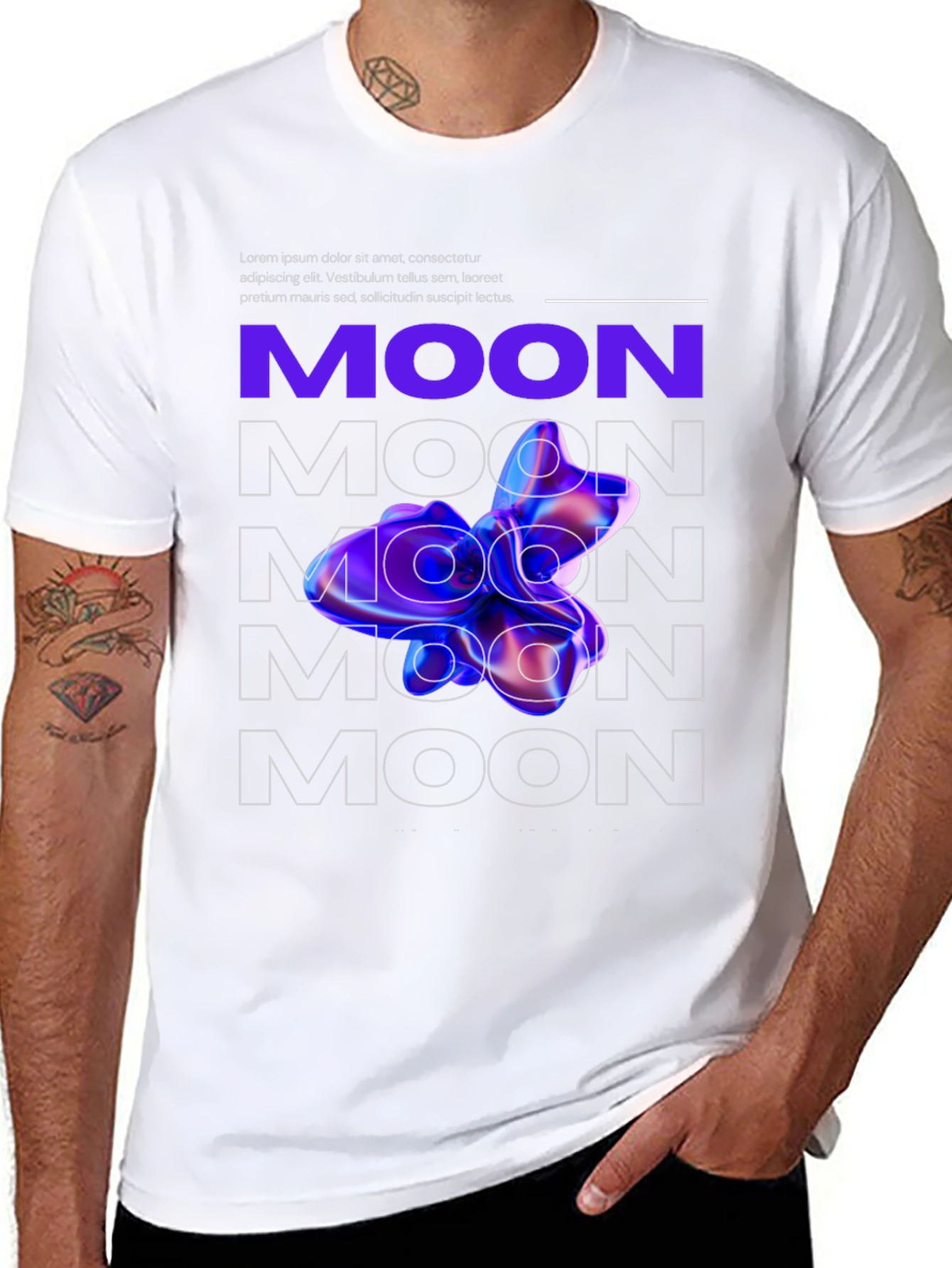 Abstract Moon Graphic Black T-Shirt
