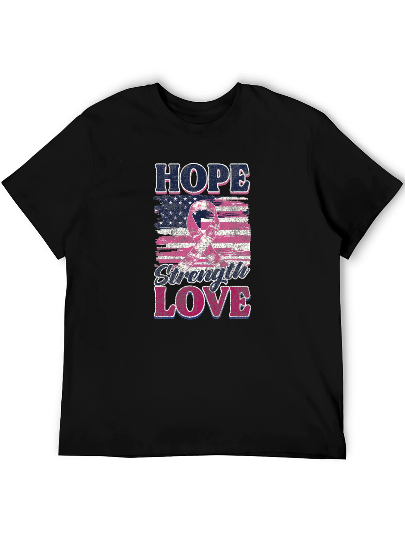Hope Strength Love Breast Cancer Awareness T-Shirt