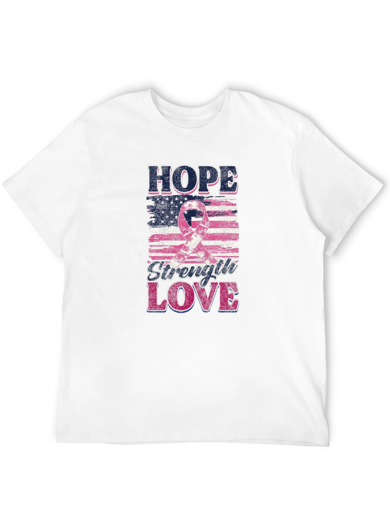 Hope Strength Love Breast Cancer Awareness T-Shirt
