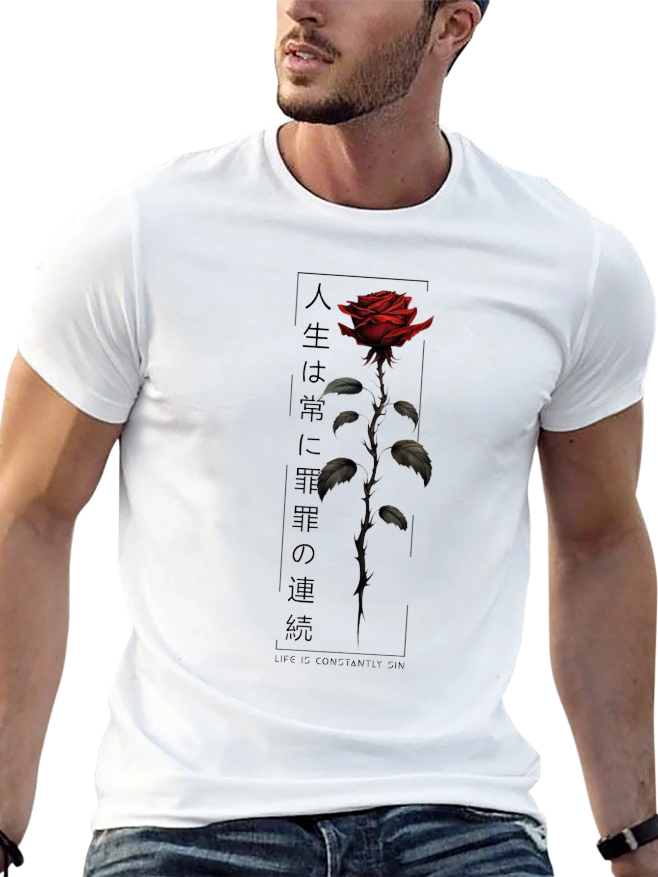 Rose Graphic T-Shirt - Stylish Black Tee