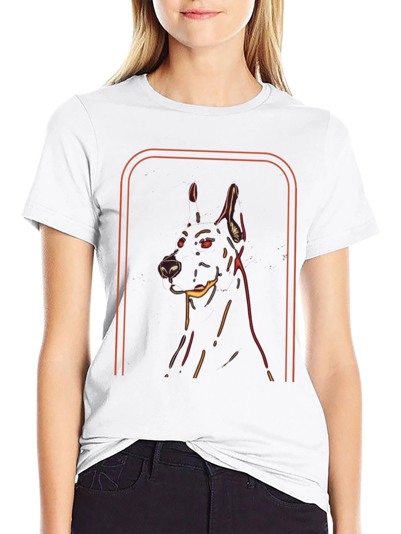 Doberman Dog Graphic Tee - Modern Neon Style