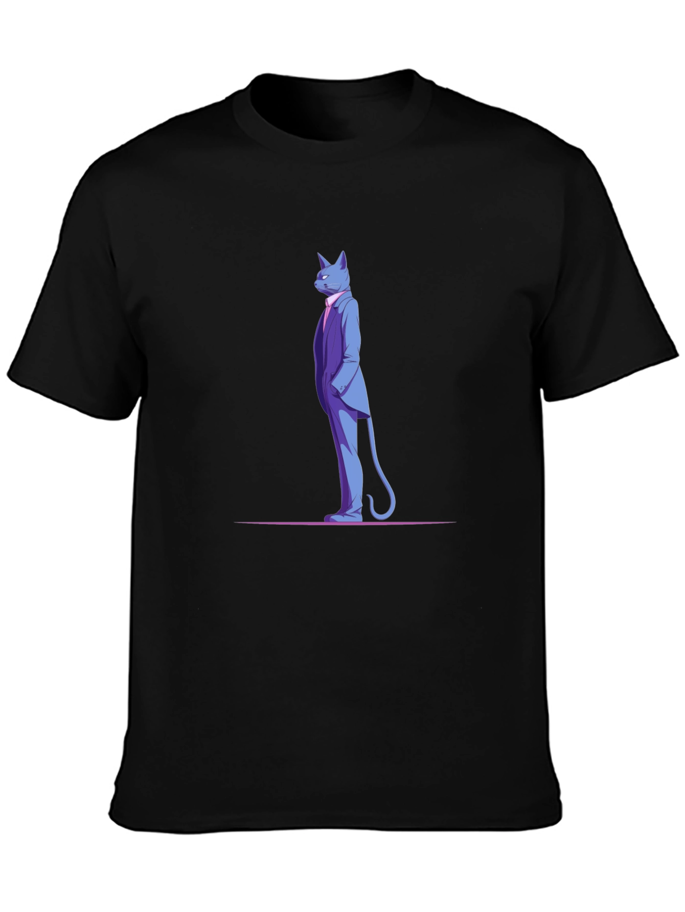 Dapper Cat in Suit Black T-Shirt