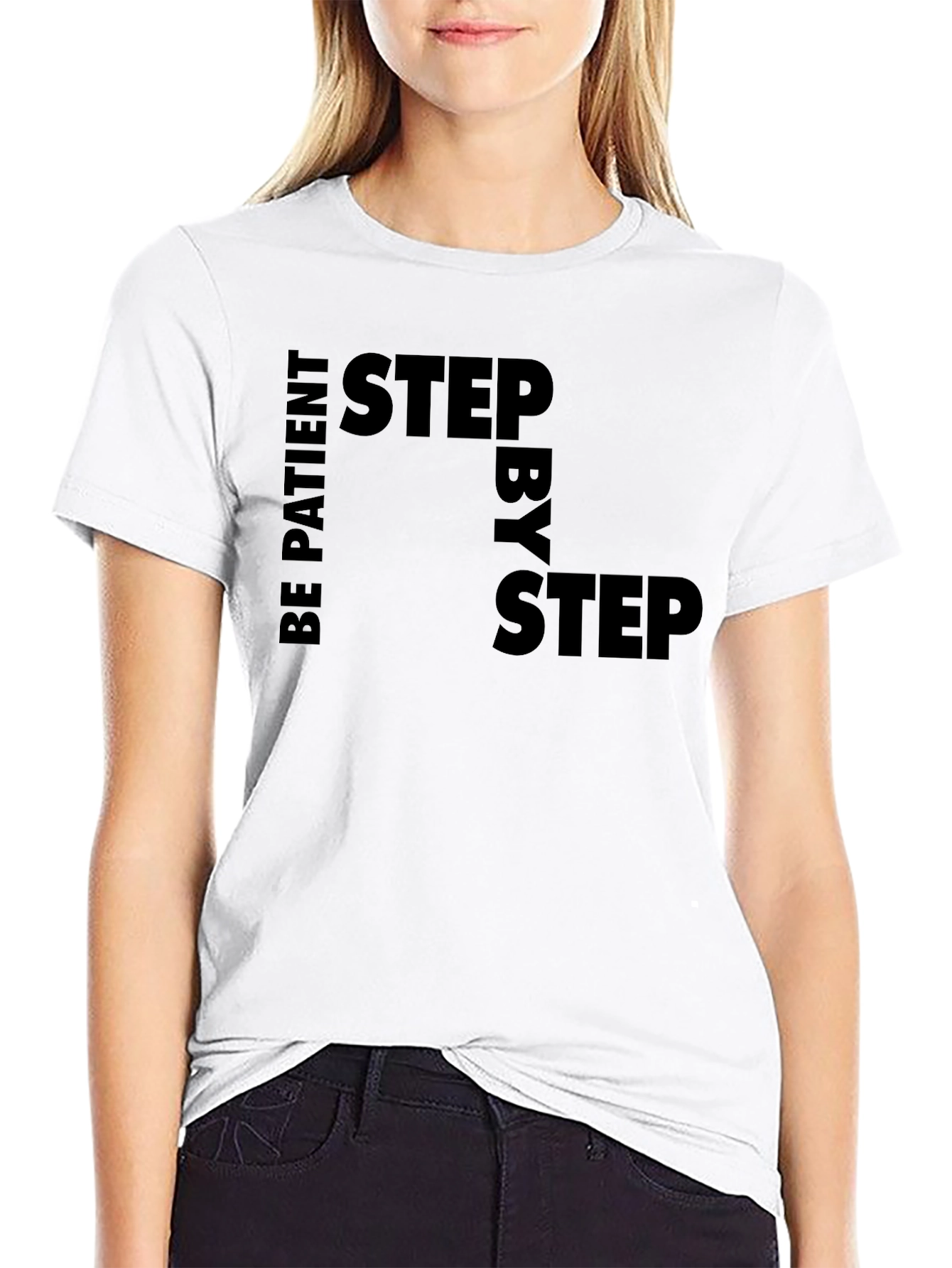 Be Patient Step by Step Black Graphic Tee