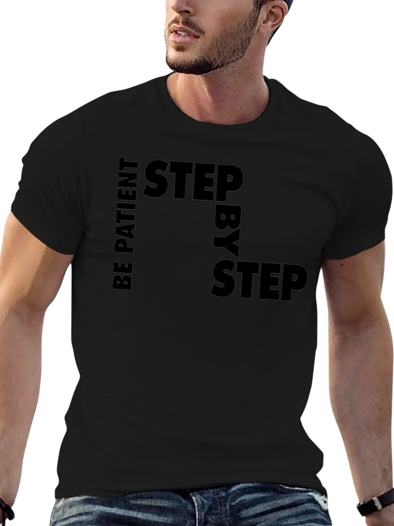 Be Patient Step by Step Black Graphic Tee