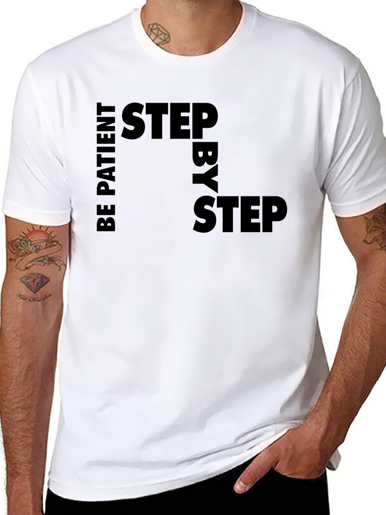 Be Patient Step by Step Black Graphic Tee