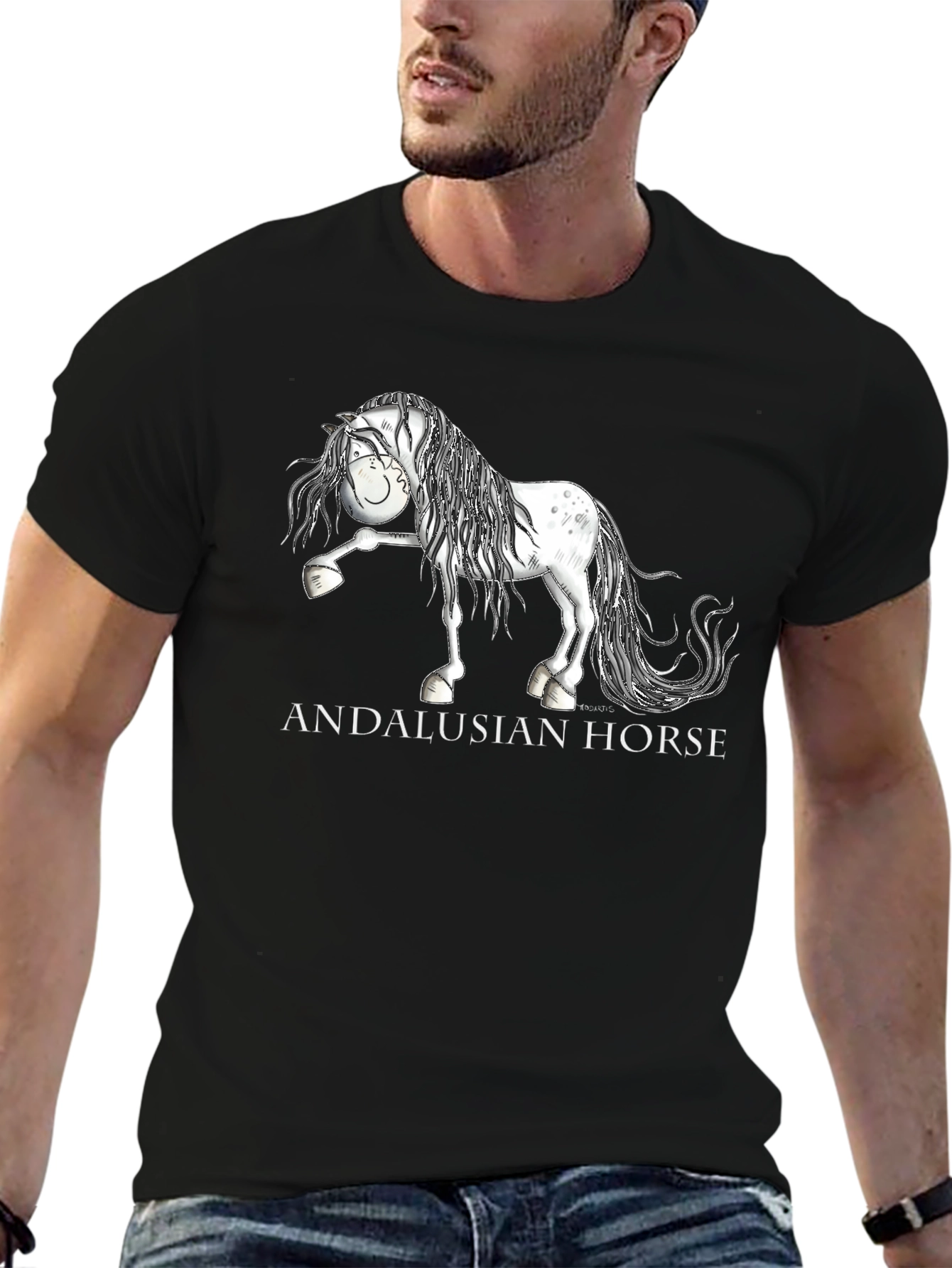 Andalusian Horse Graphic T-Shirt - Black