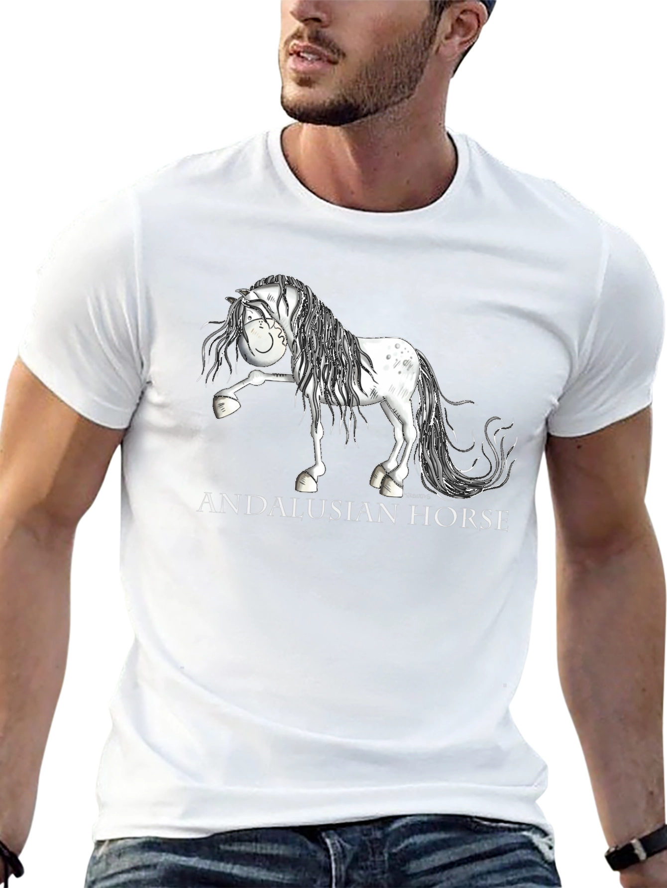 Andalusian Horse Graphic T-Shirt - Black