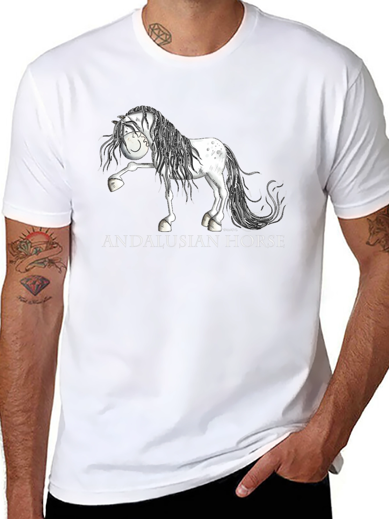 Andalusian Horse Graphic T-Shirt - Black
