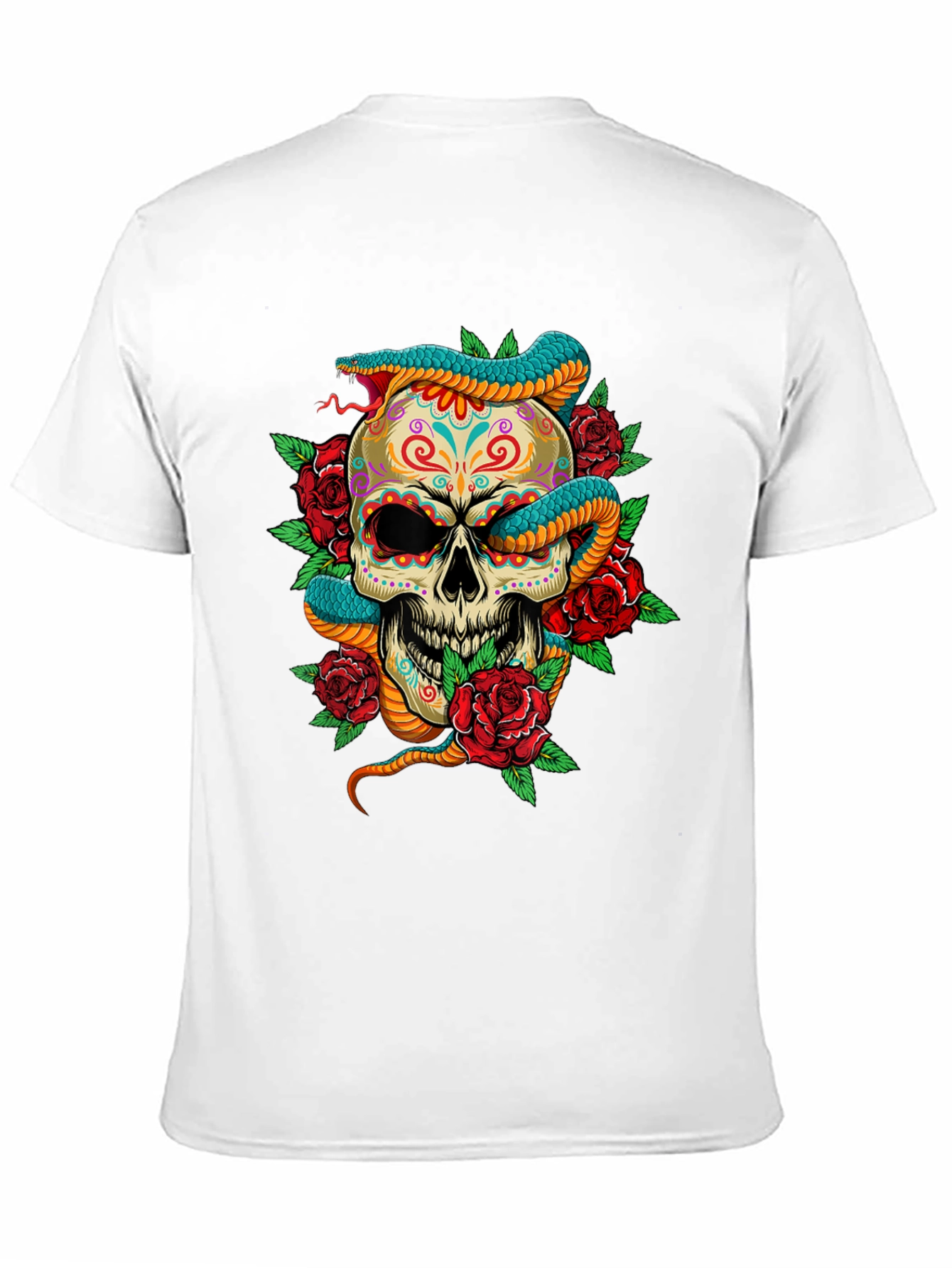 Skull Snake Roses Graphic Tee