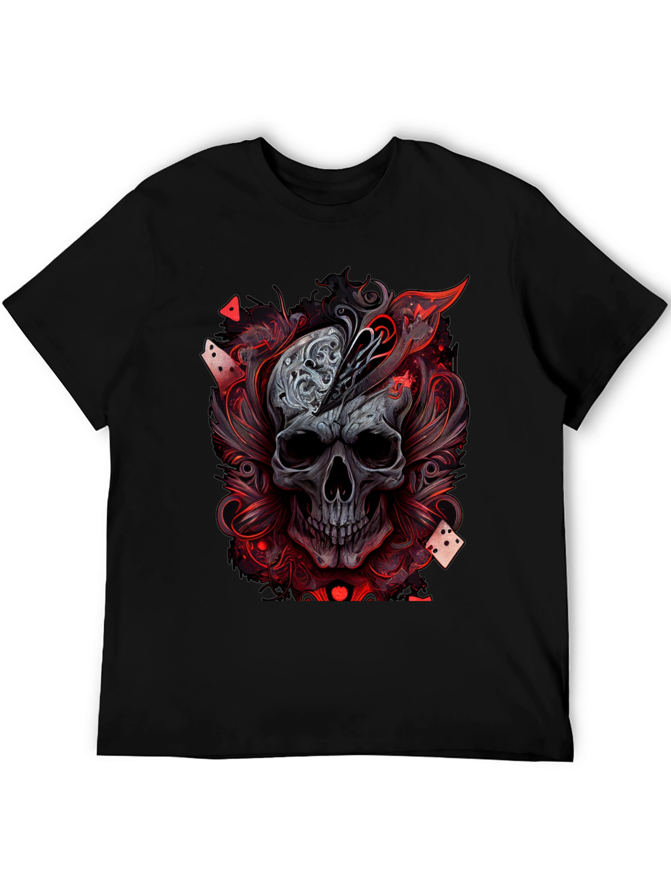 Skull & Dice Graphic Tee - Gothic Poker Shirt