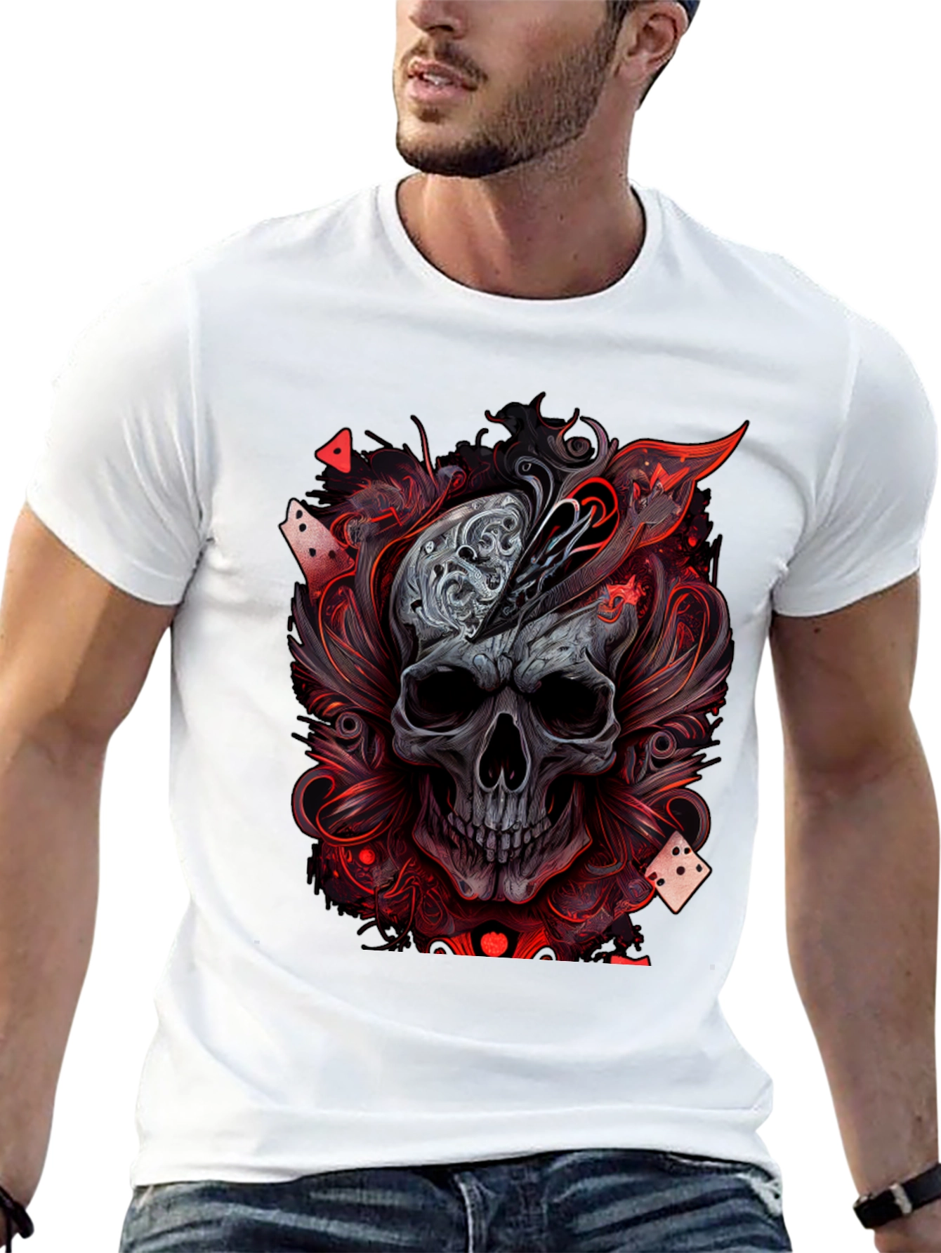 Skull & Dice Graphic Tee - Gothic Poker Shirt