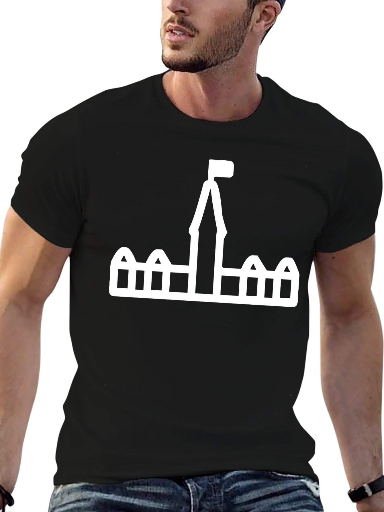 Castle Graphic Tee - Black Cotton T-Shirt