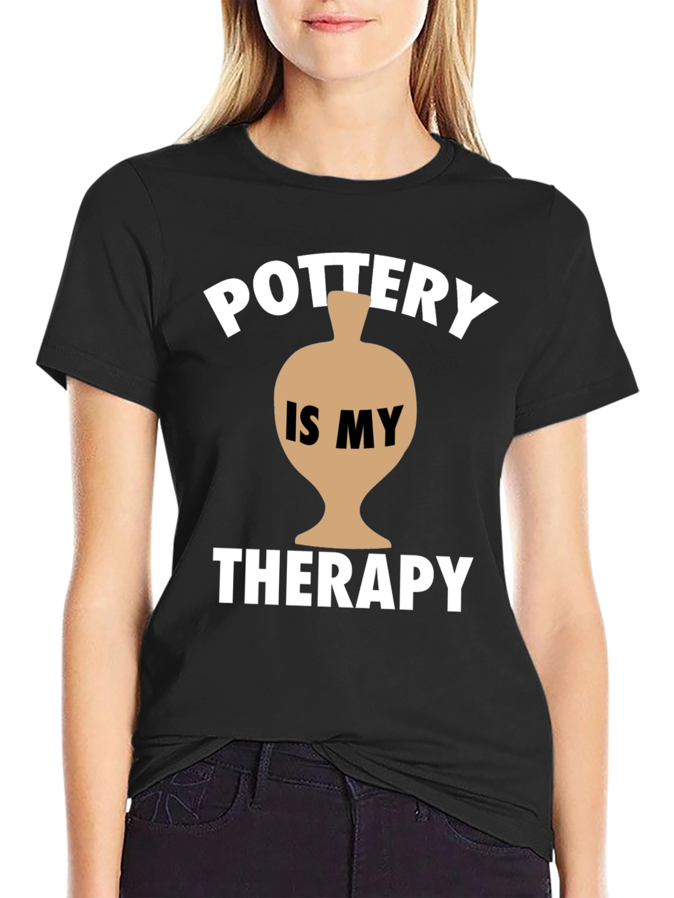 Pottery is My Therapy T-Shirt - Black