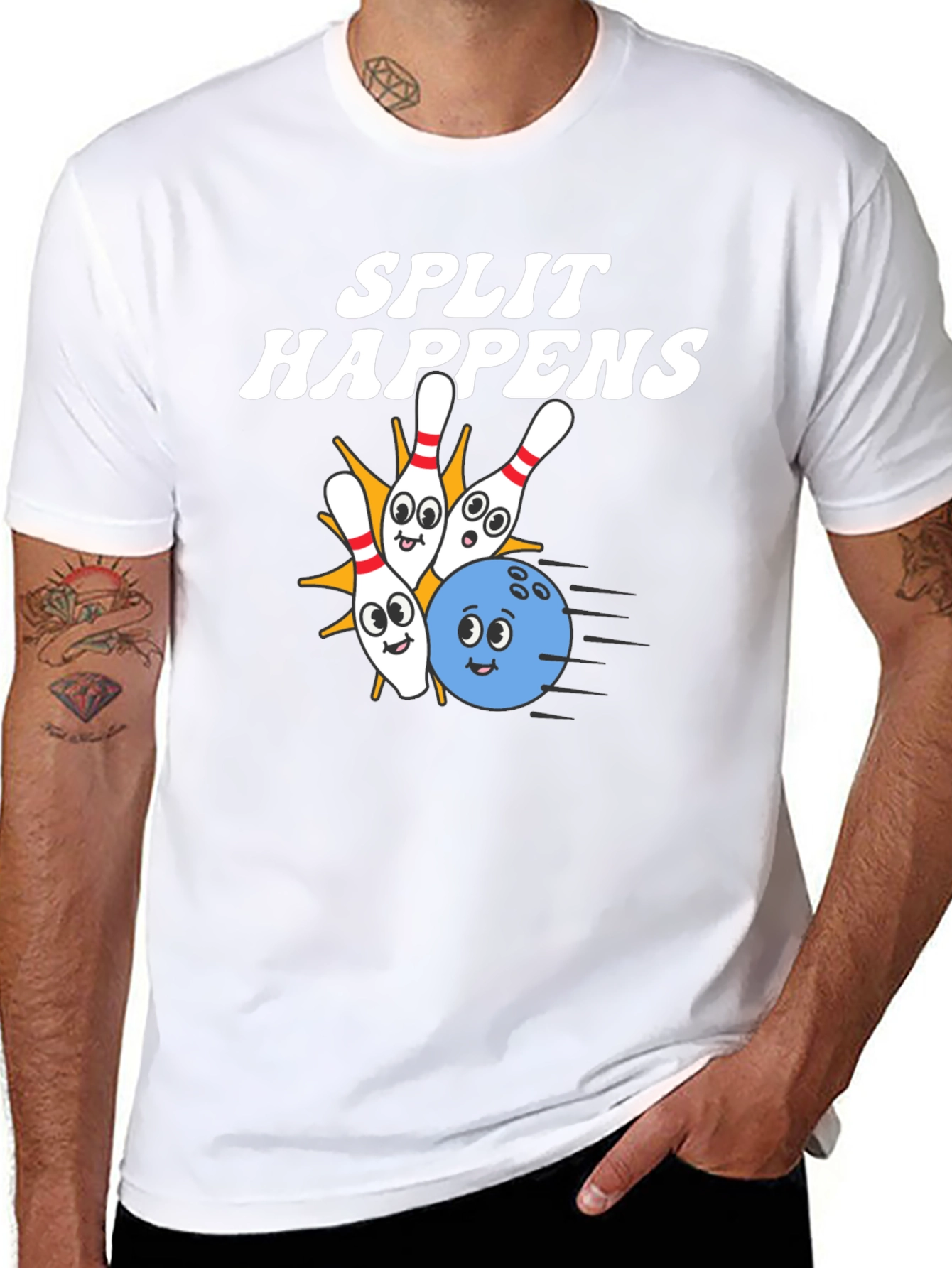 Split Happens Bowling T-Shirt - Strike a Funny Pose!