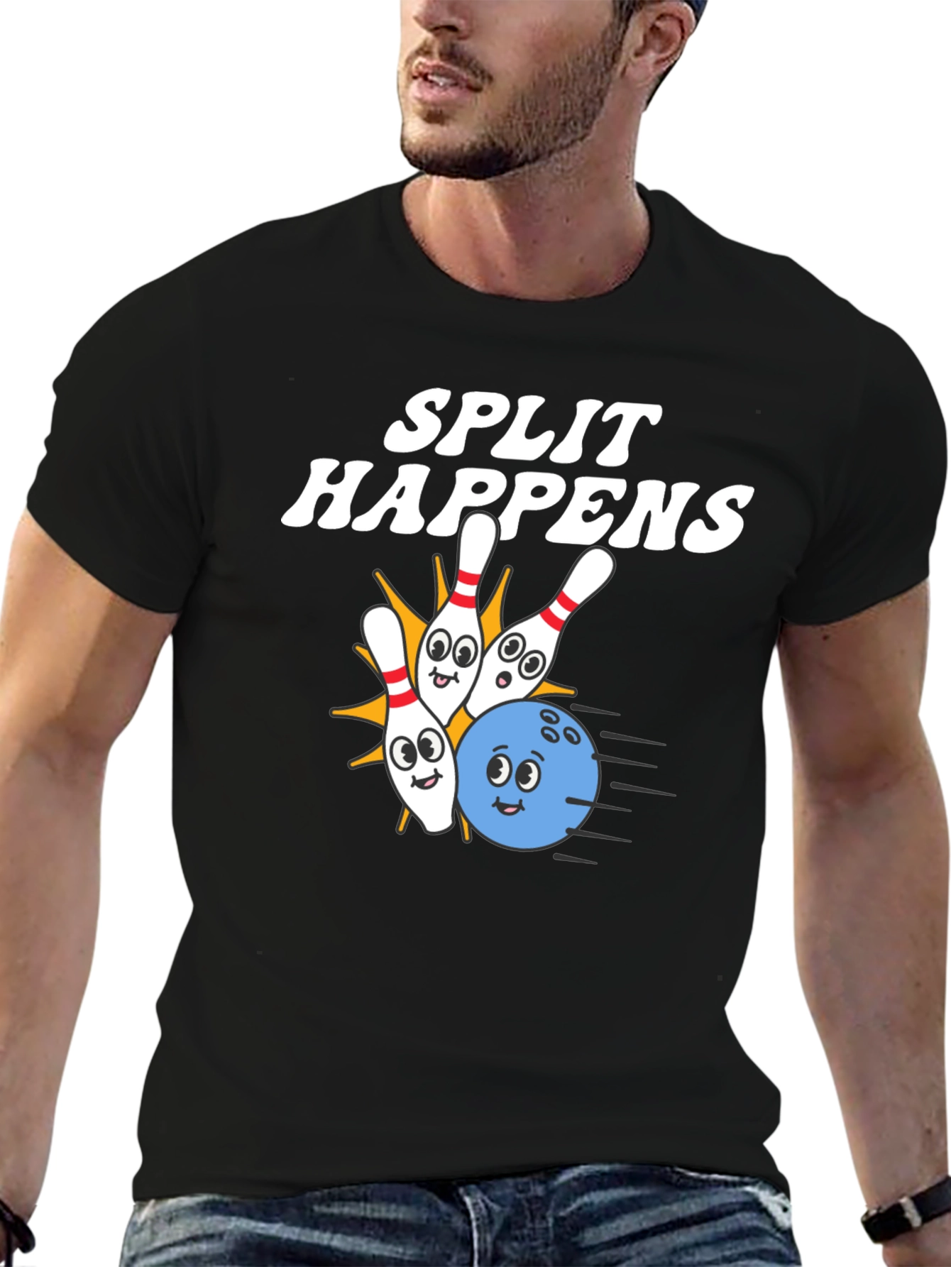 Split Happens Bowling T-Shirt - Strike a Funny Pose!
