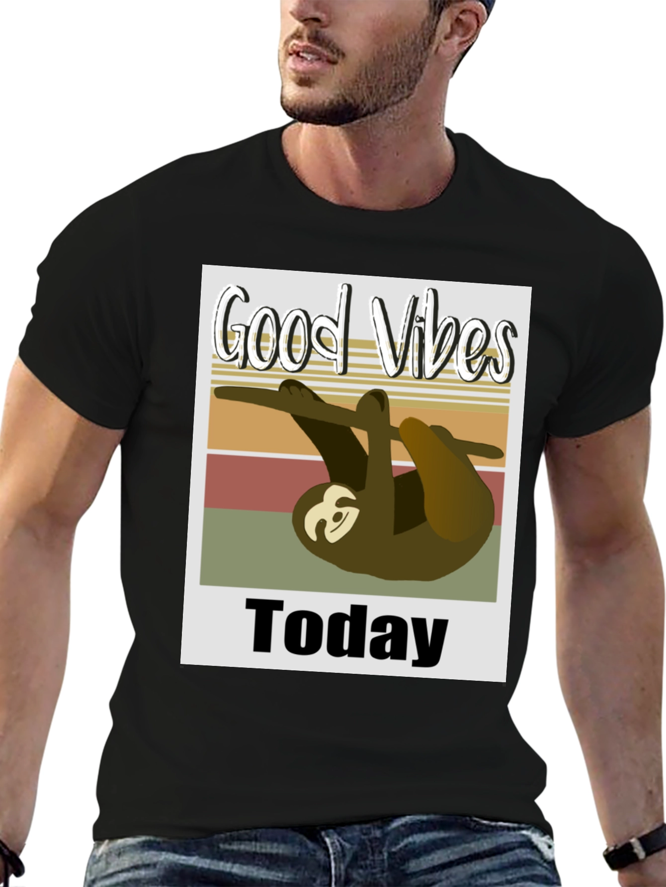 Good Vibes Sloth Graphic Tee - Black
