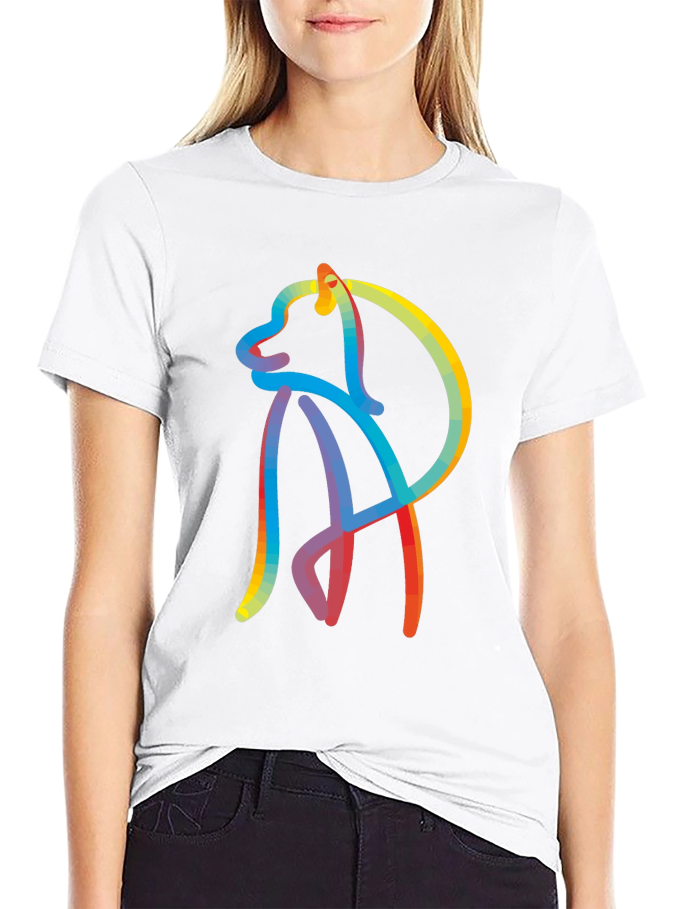 Abstract Dog Graphic Tee - Stylish Mens Black T-Shirt