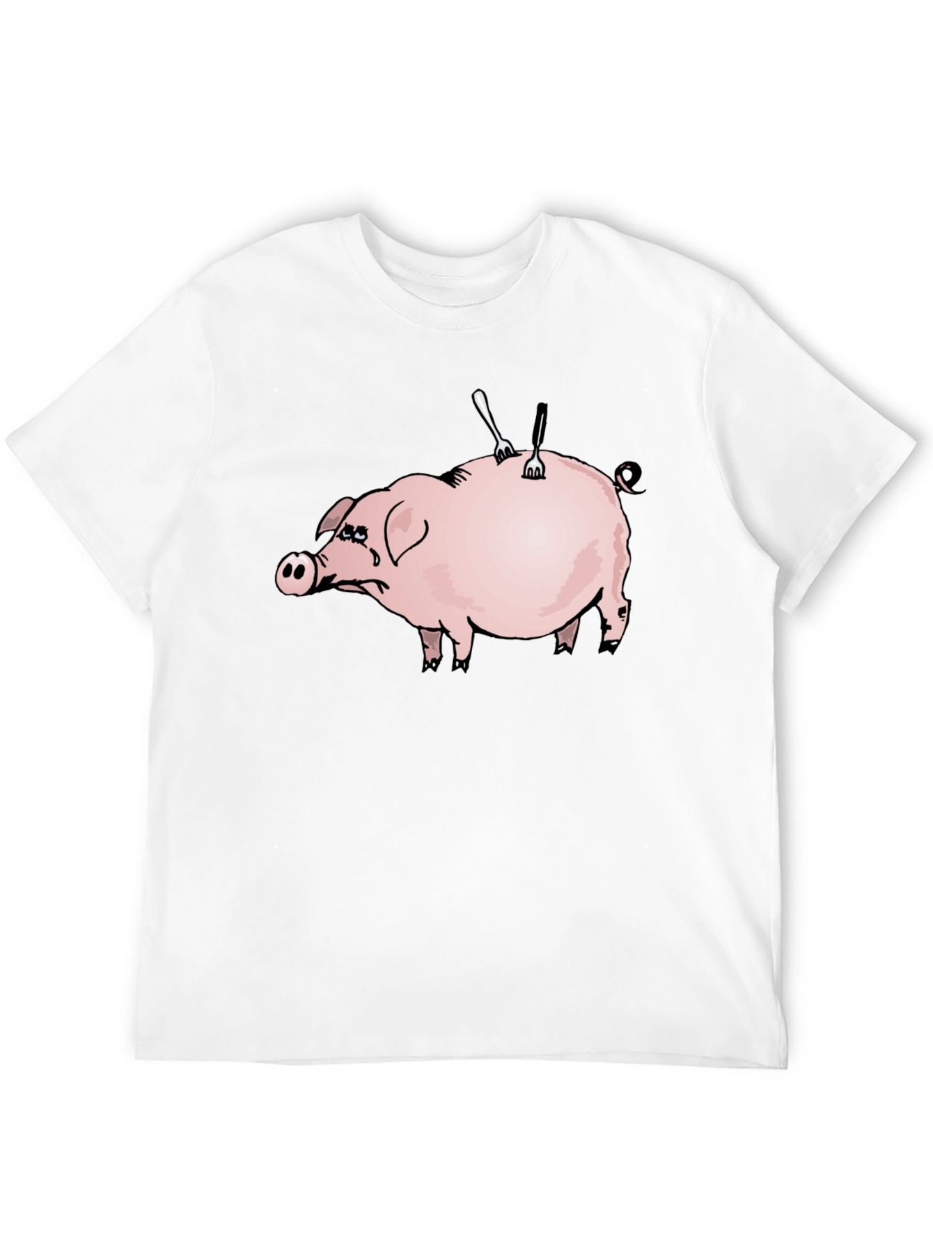 Sad Pig T-Shirt - Forks In Back Design