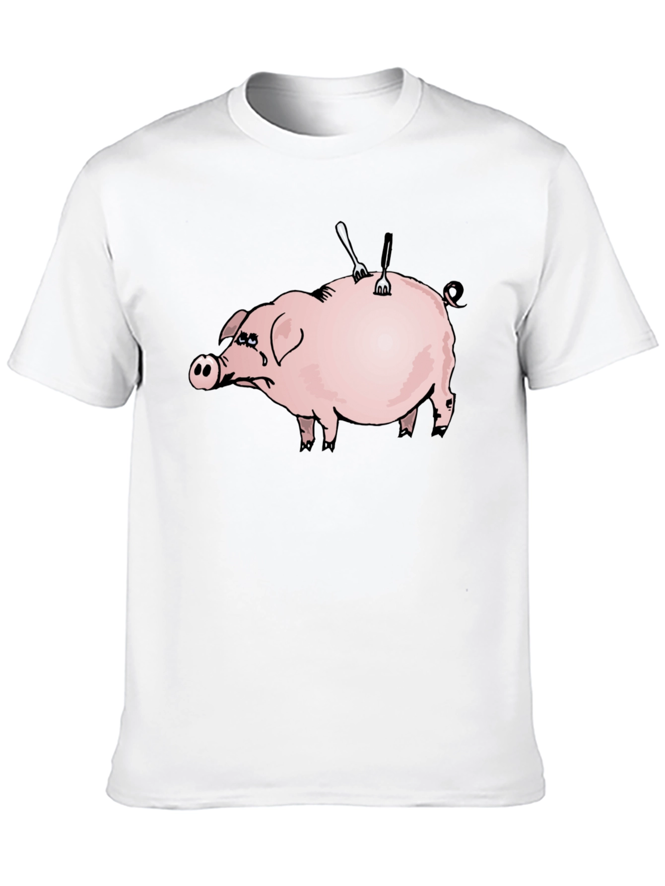 Sad Pig T-Shirt - Forks In Back Design