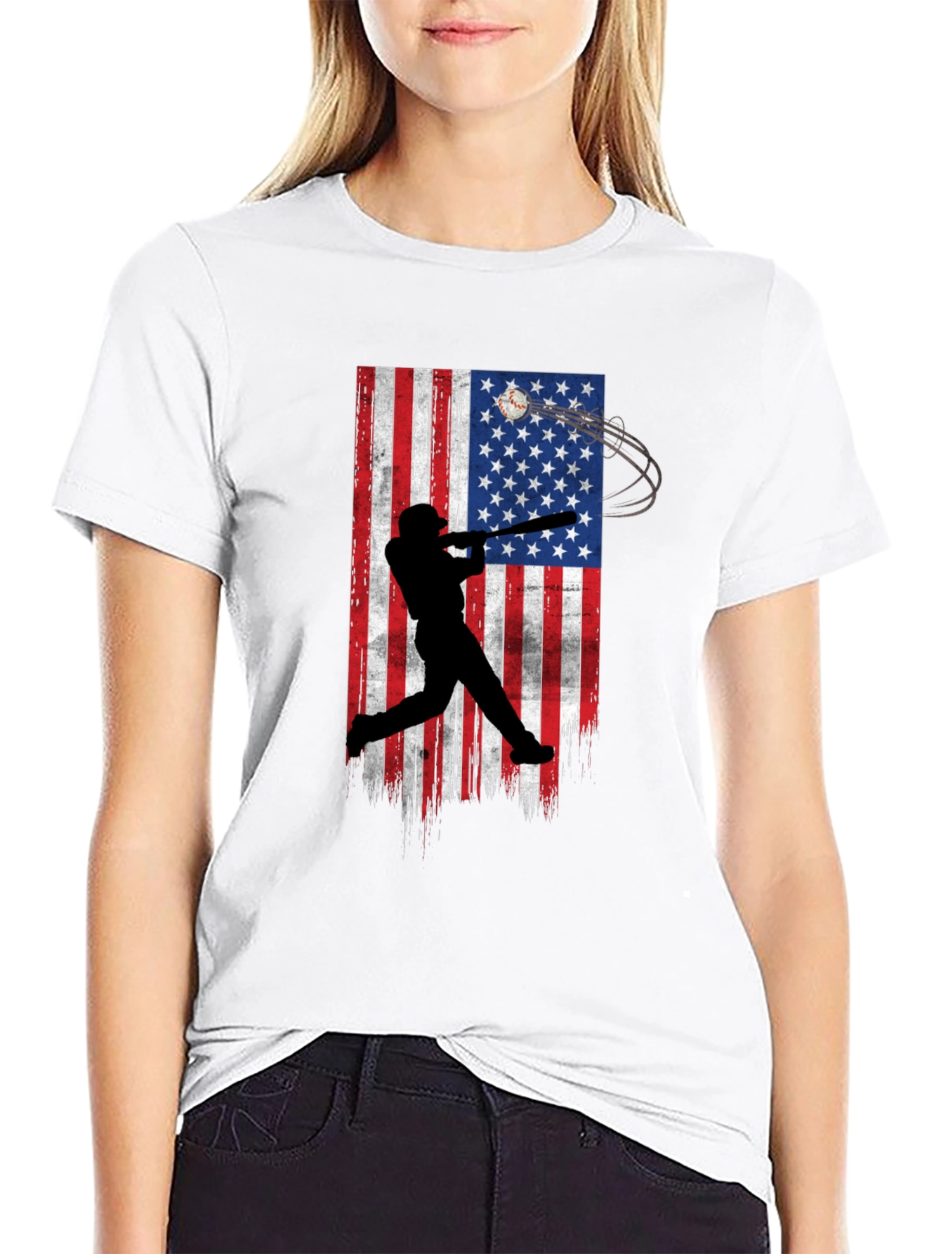 Baseball USA Flag Graphic Tee