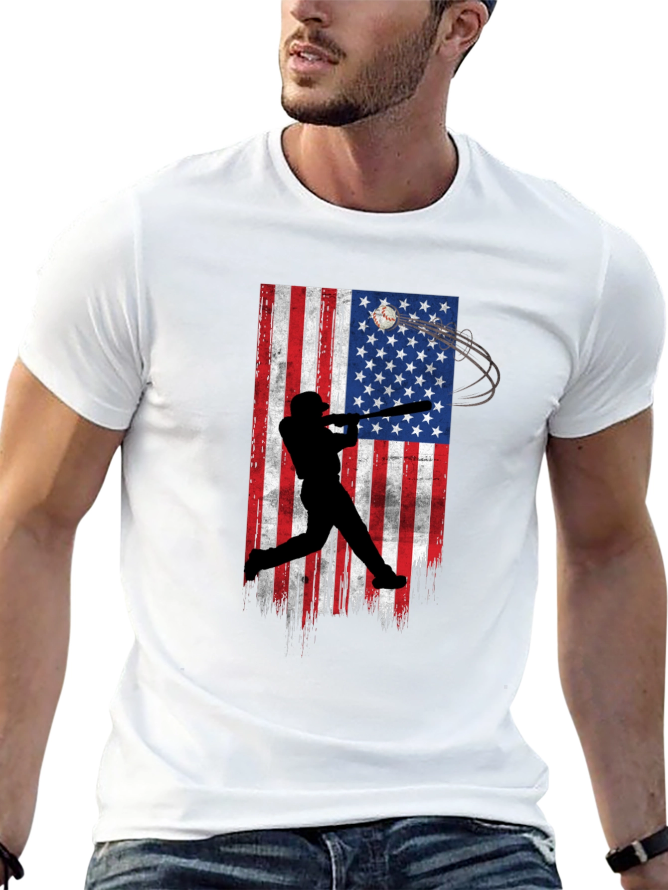 Baseball USA Flag Graphic Tee